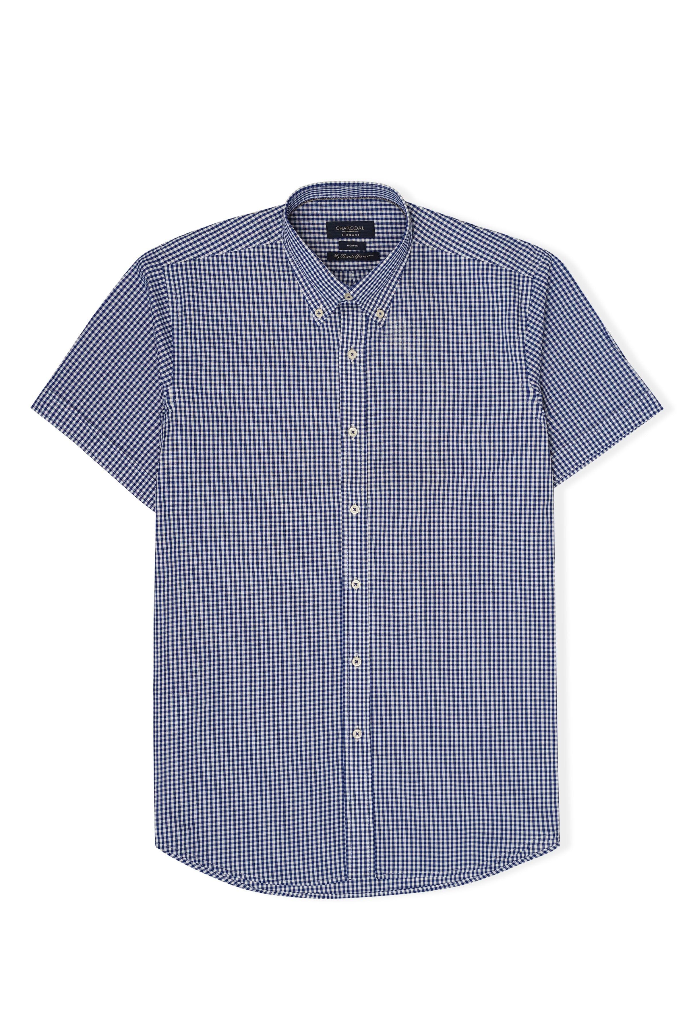 SEMI FORMAL HALF SLEEVE SHIRT NAVY WHITE