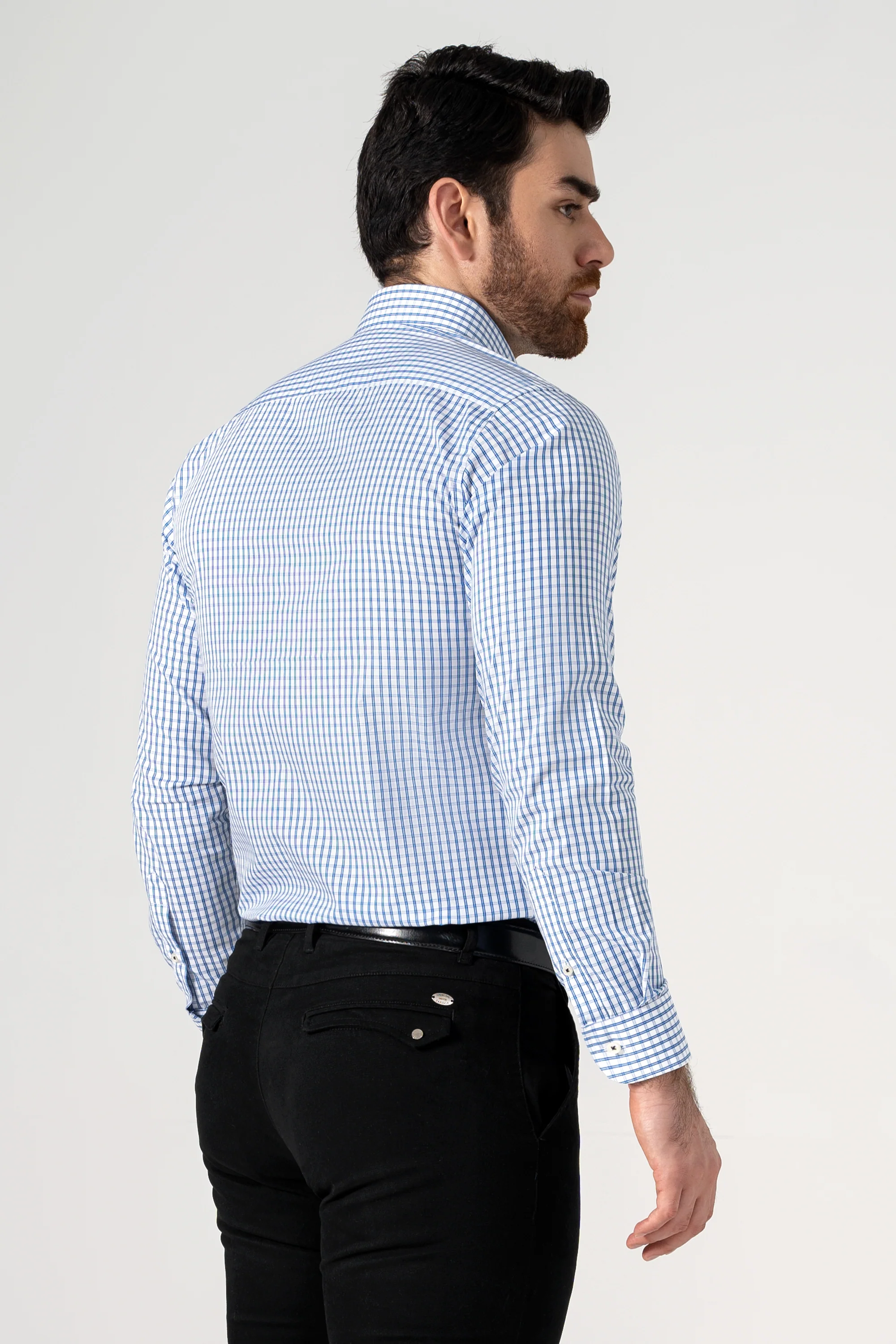 SEMI FORMAL SHIRT BLUE CHECK - Image 4