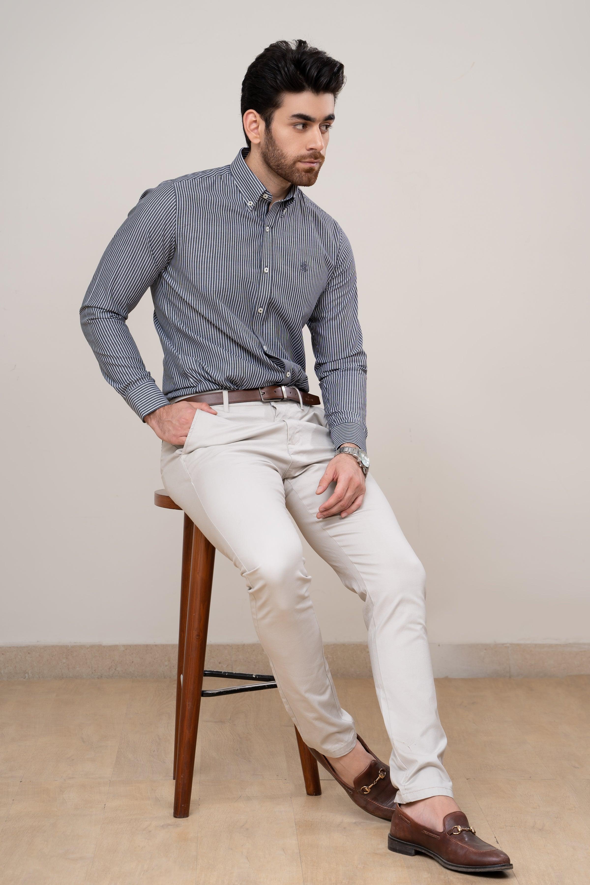 SEMI FORMAL SHIRT BLUE WHITE LINE - Image 4