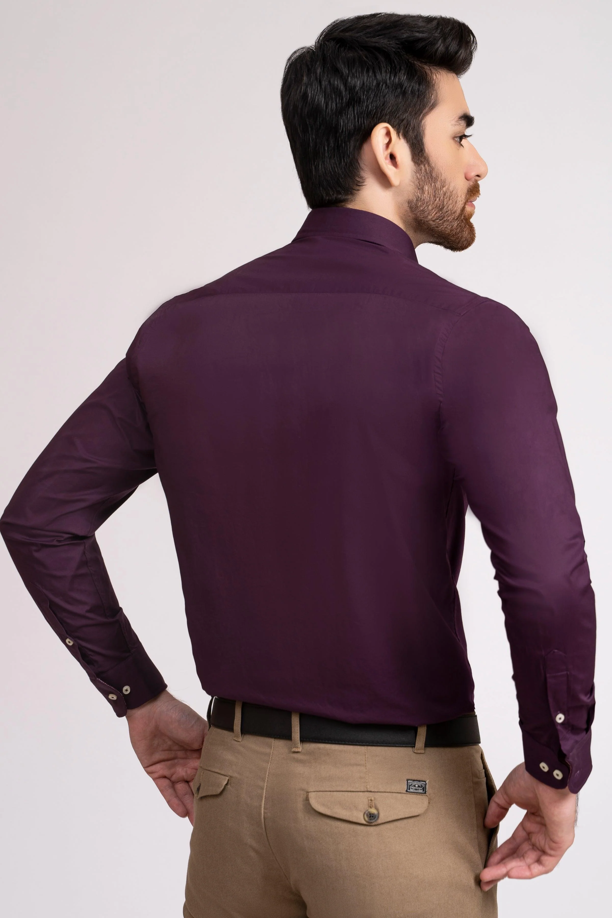 SEMI FORMAL SHIRT FRENCH COLLAR BEET RED - Image 3