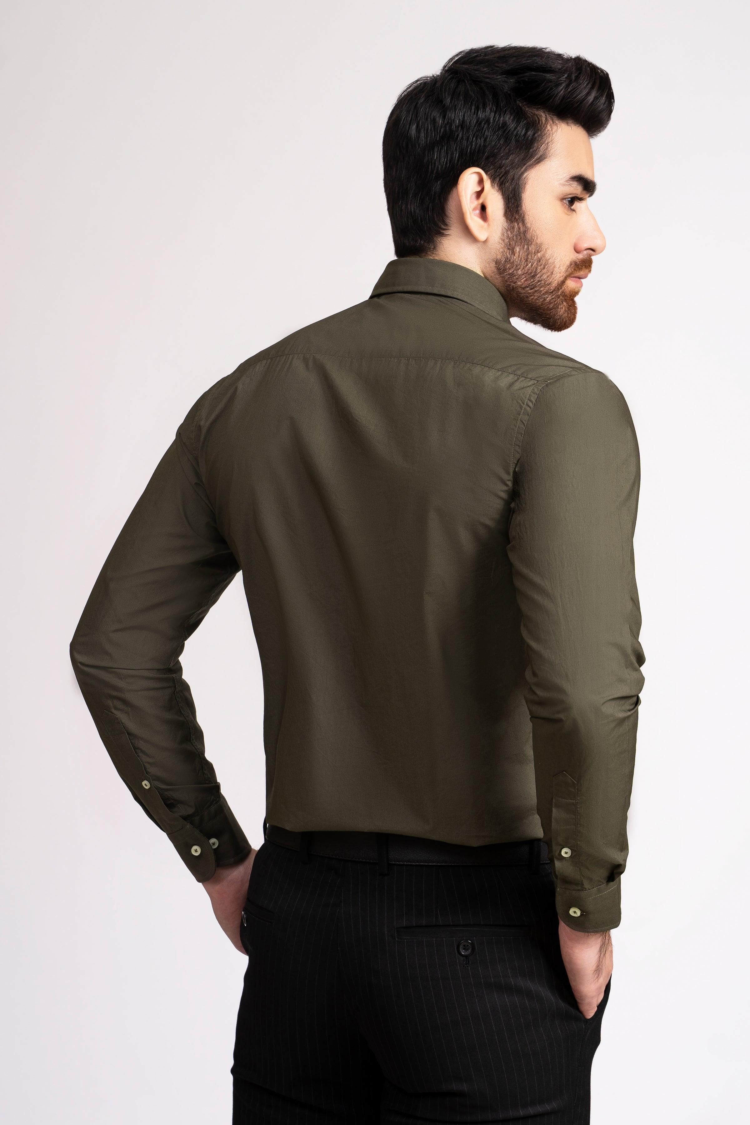 SEMI FORMAL SHIRT FRENCH COLLAR OLIVE - Image 3