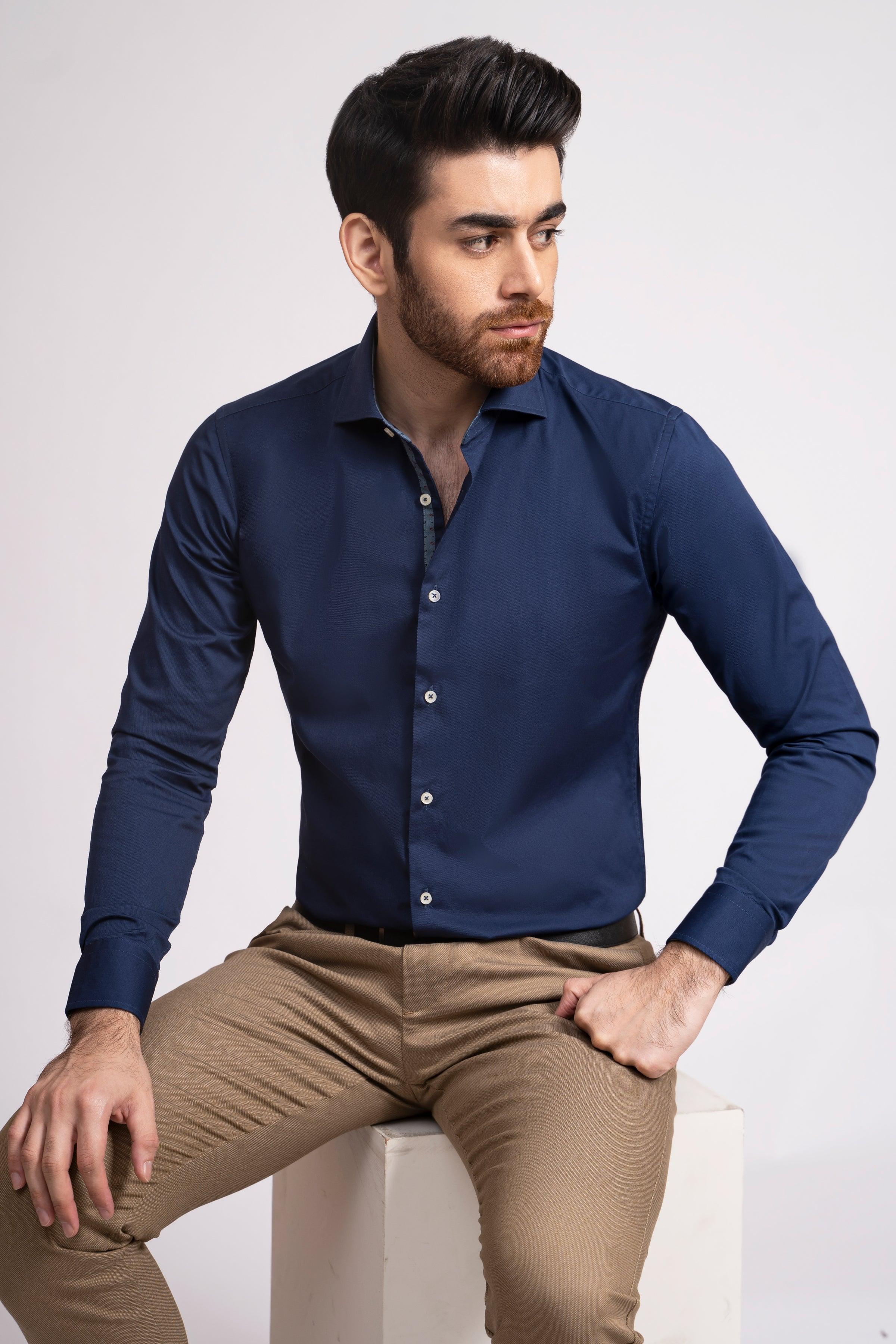 SEMI FORMAL SHIRT FRENCH COLLAR ROYAL BLUE