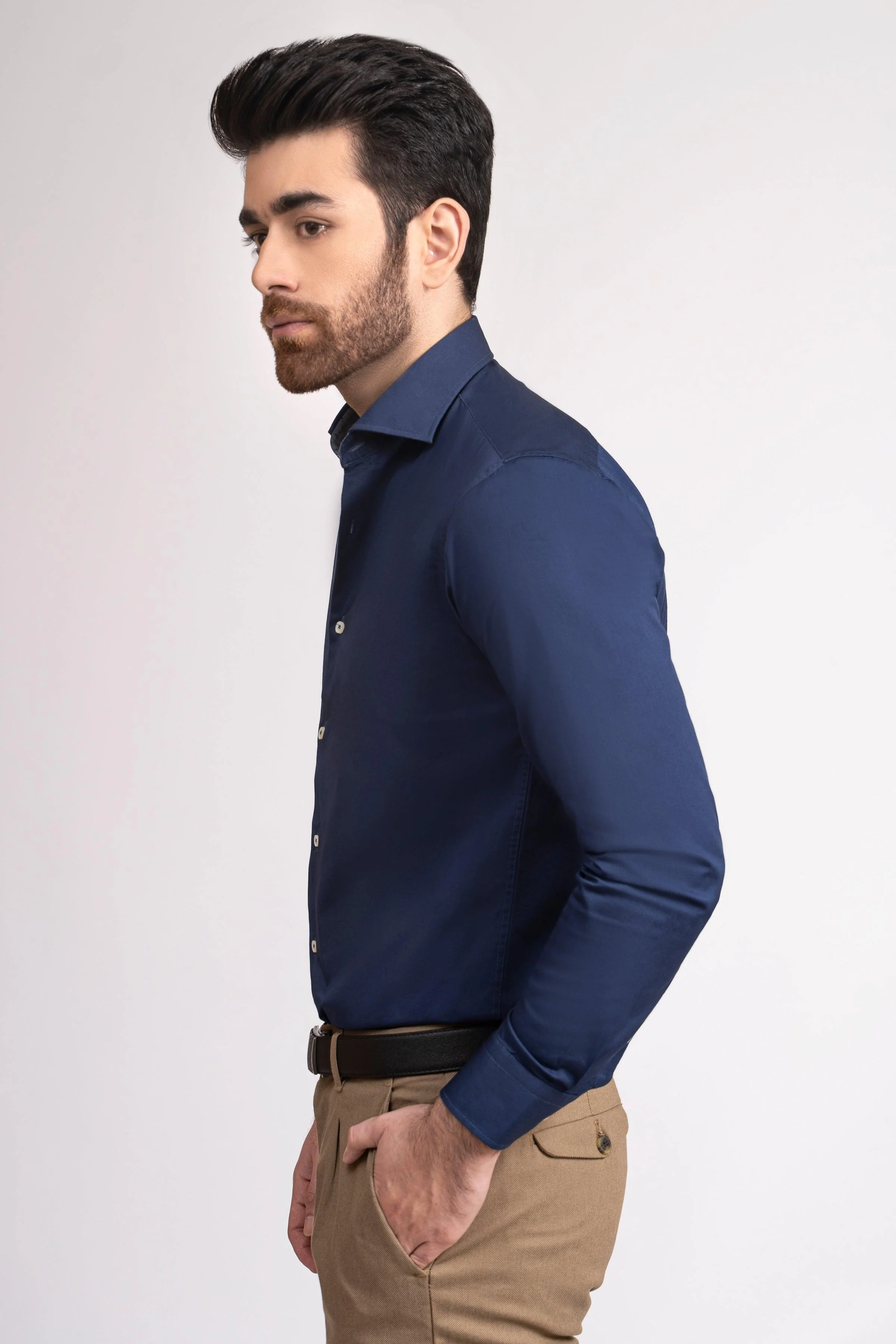 SEMI FORMAL SHIRT FRENCH COLLAR ROYAL BLUE - Image 3