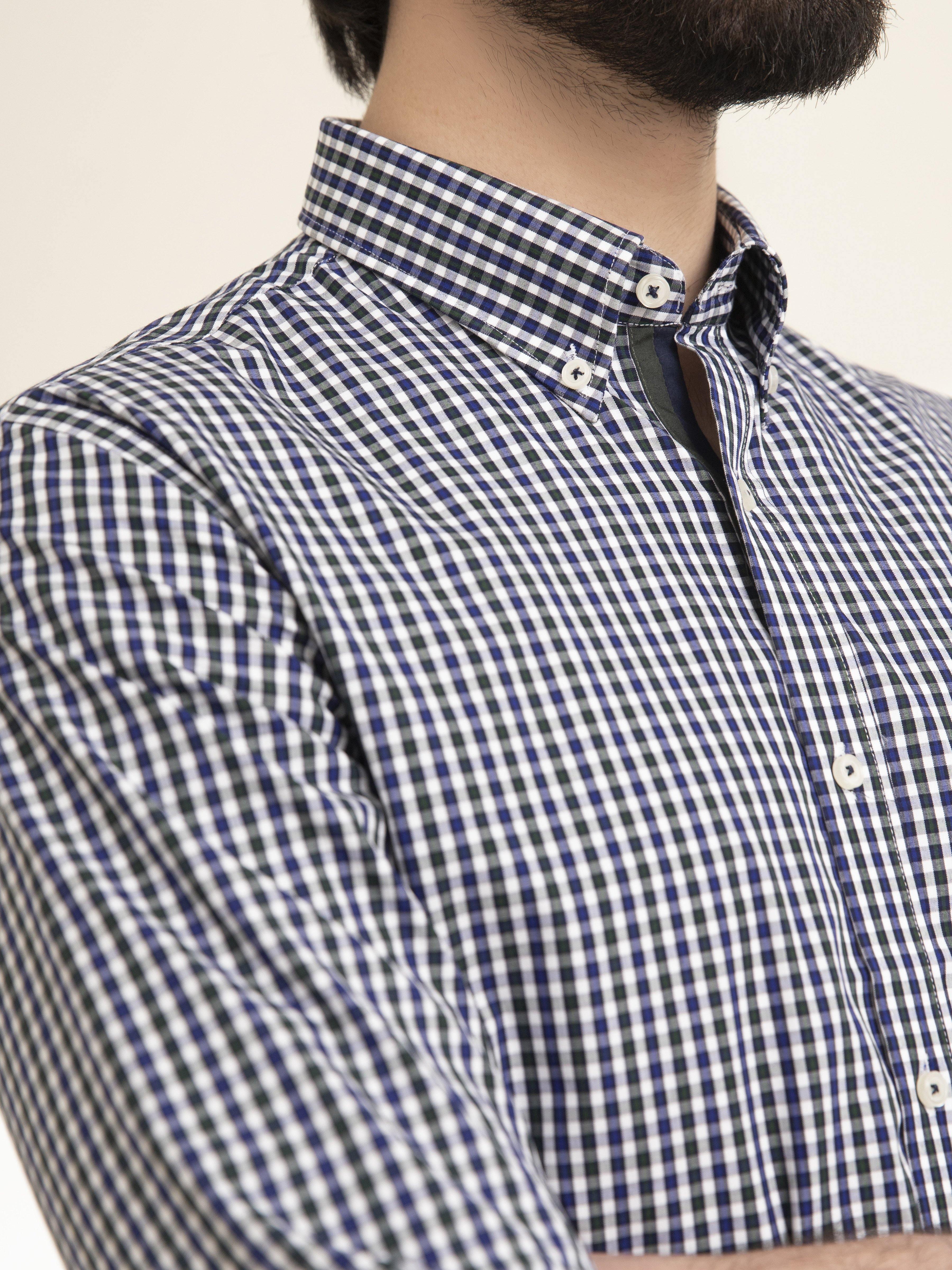 SEMI FORMAL SHIRT FULL SLEEVE BUTTON DOWN NAVY GREEN - Image 4