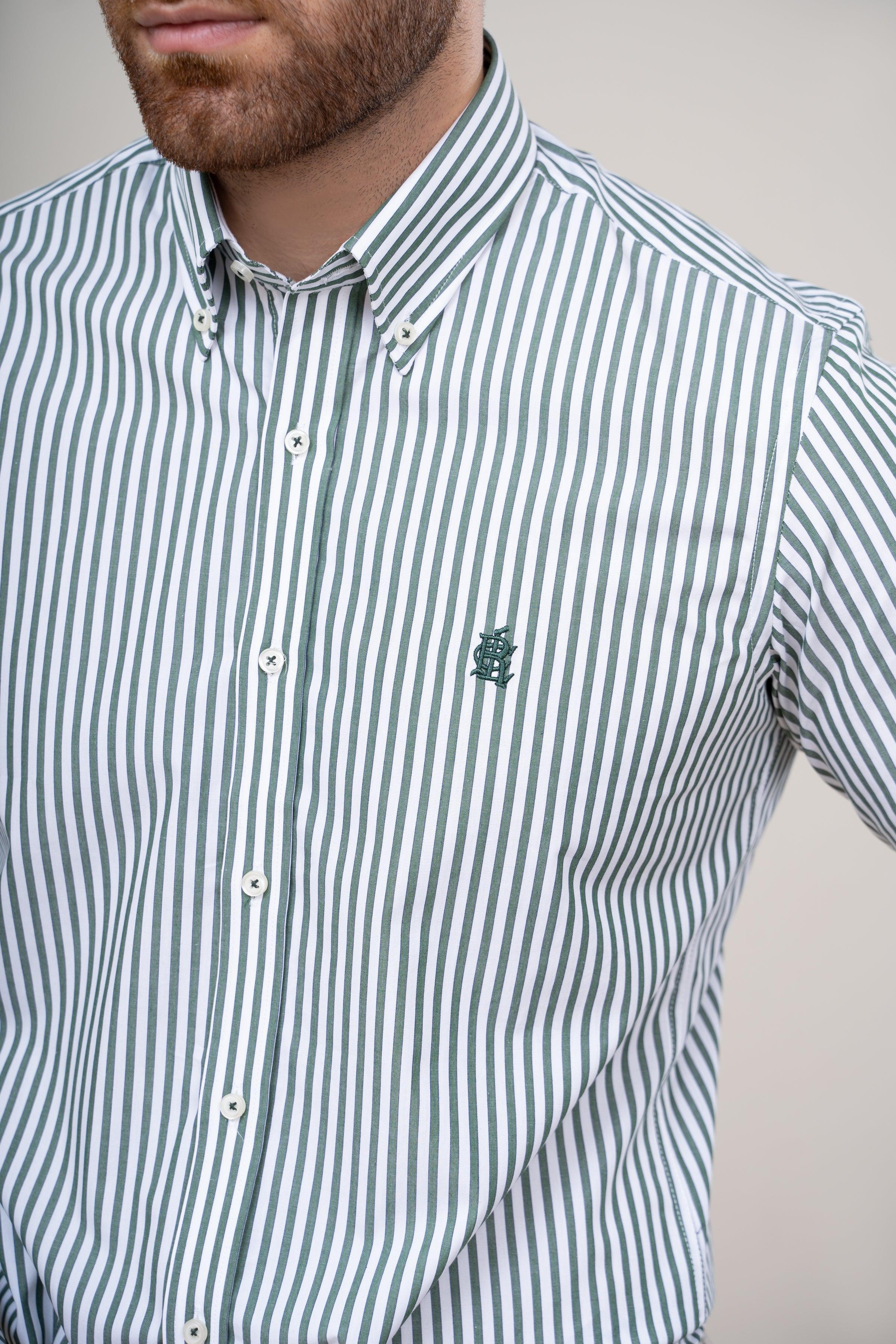 SEMI FORMAL SHIRT GREEN WHITE - Image 4