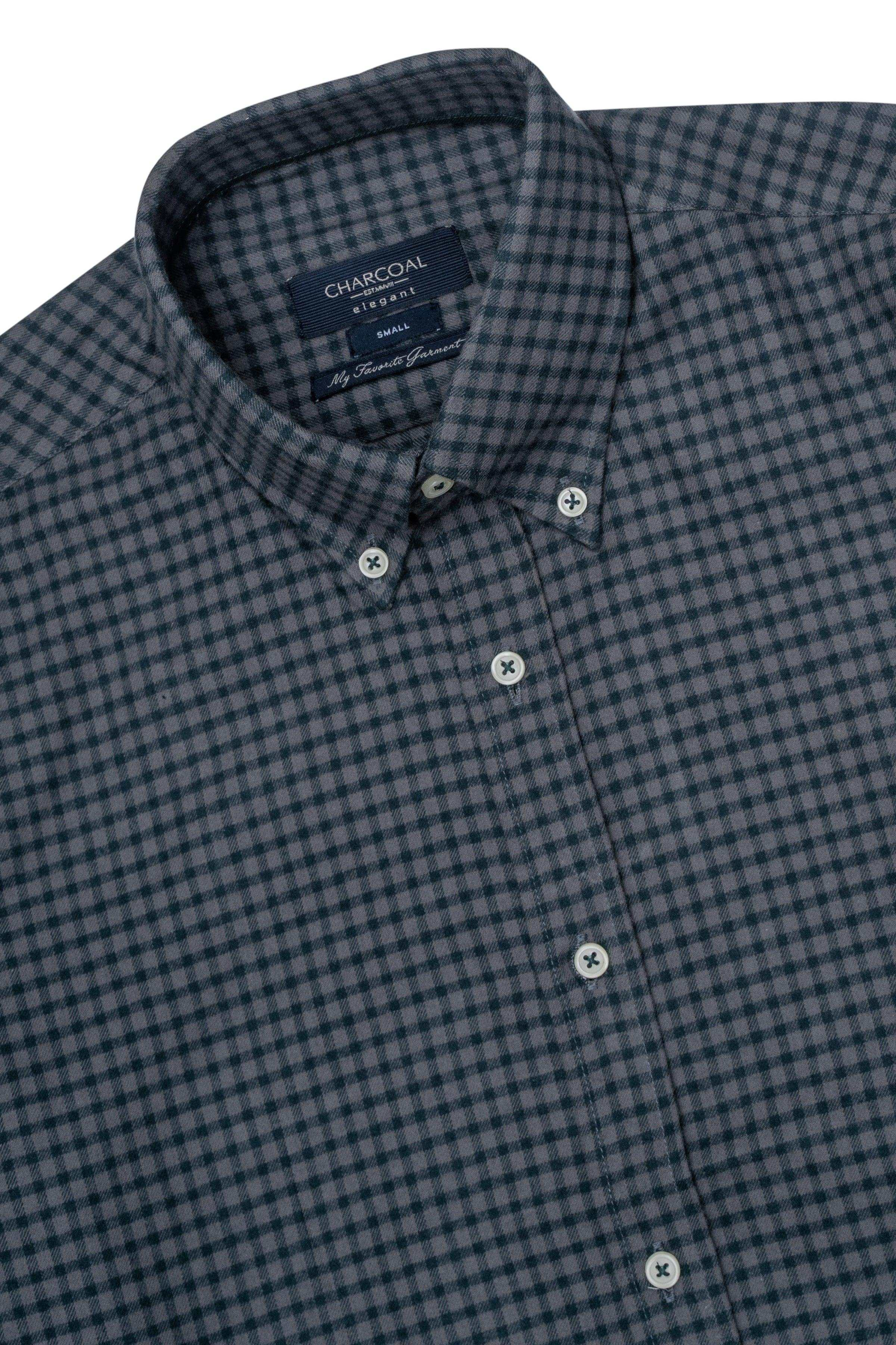 SEMI FORMAL SHIRT GREY GREEN CHECK - Image 2