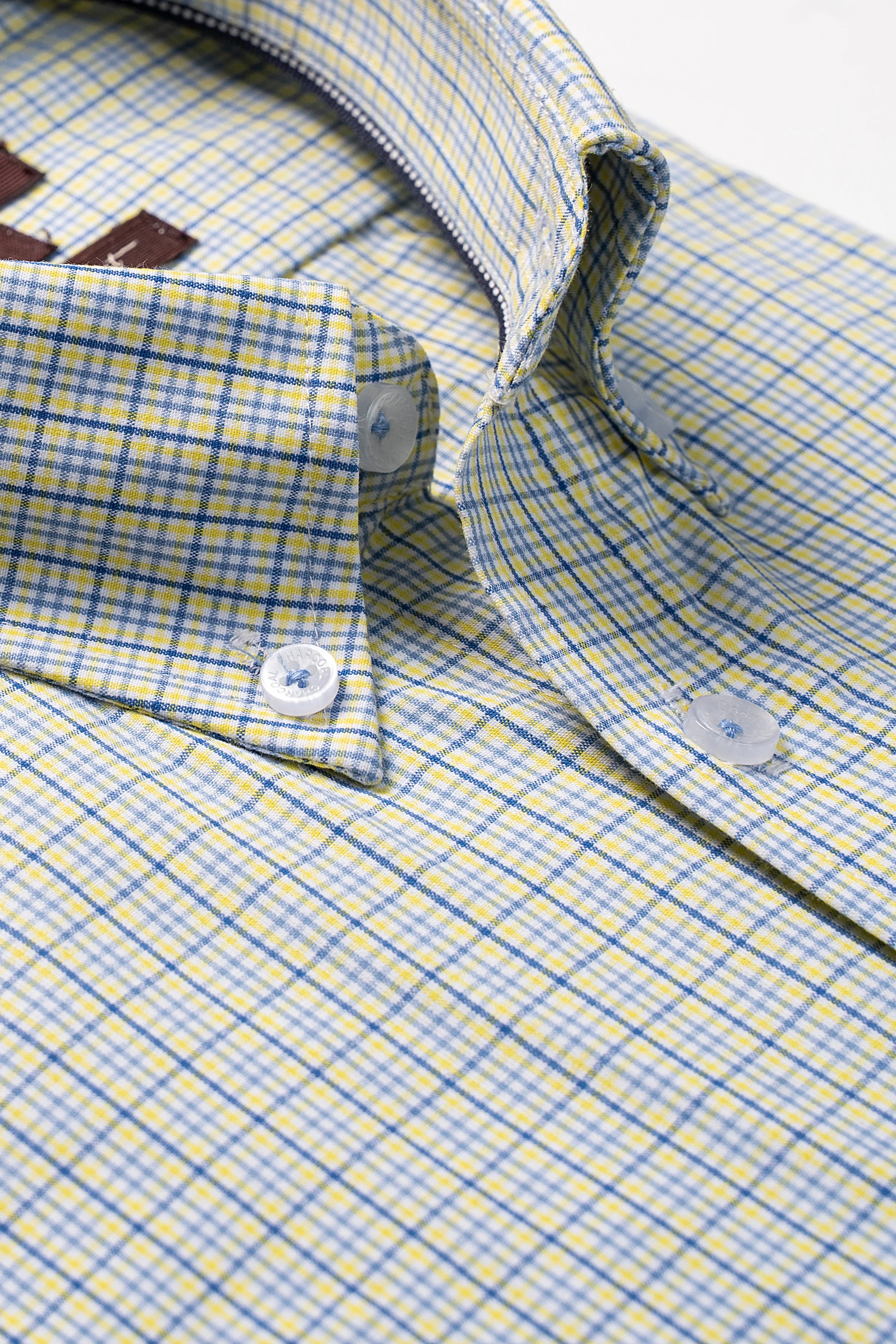 SEMI FORMAL SHIRT HALF SLEEVE YELLOW BLUE CHECK - Image 2