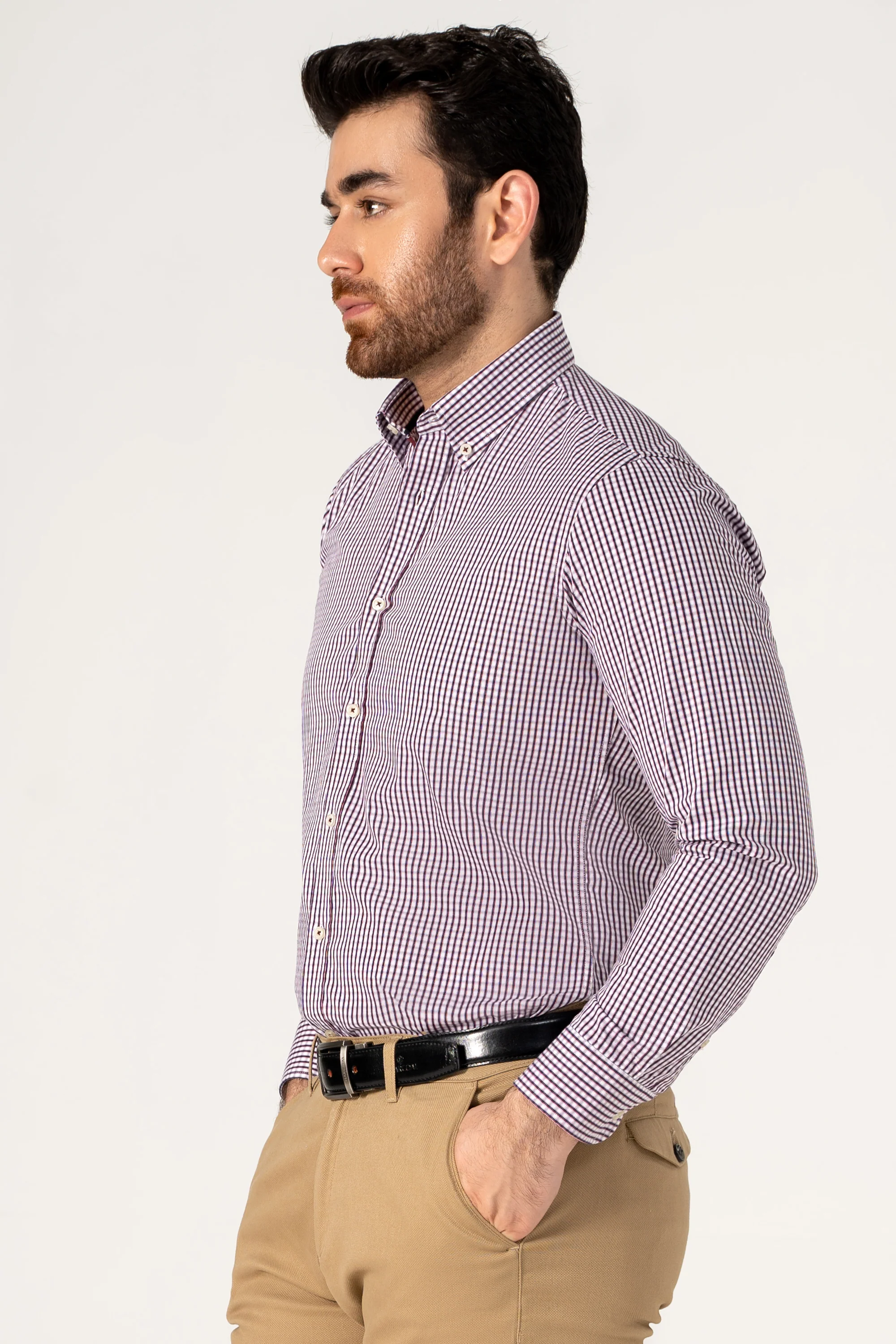 SEMI FORMAL SHIRT MAROON NAVY - Image 3