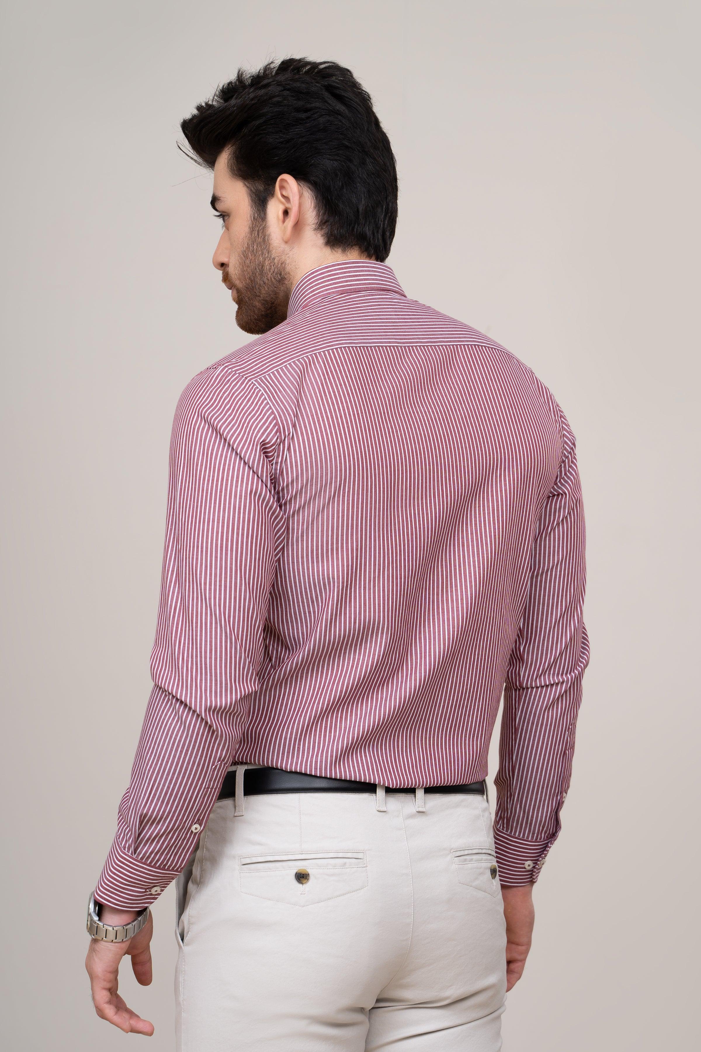 SEMI FORMAL SHIRT MAROON WHITE - Image 4