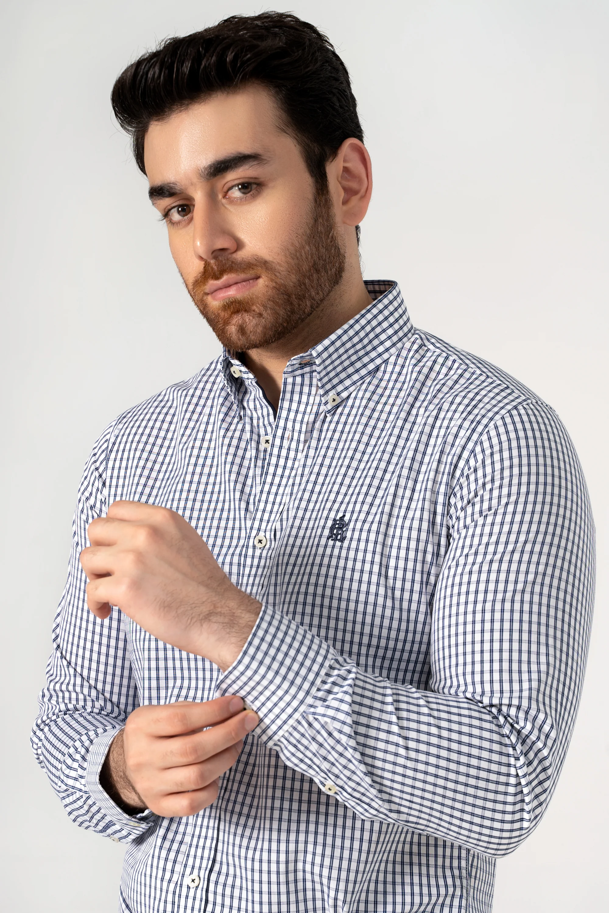 SEMI FORMAL SHIRT NAVY CHECK - Image 2