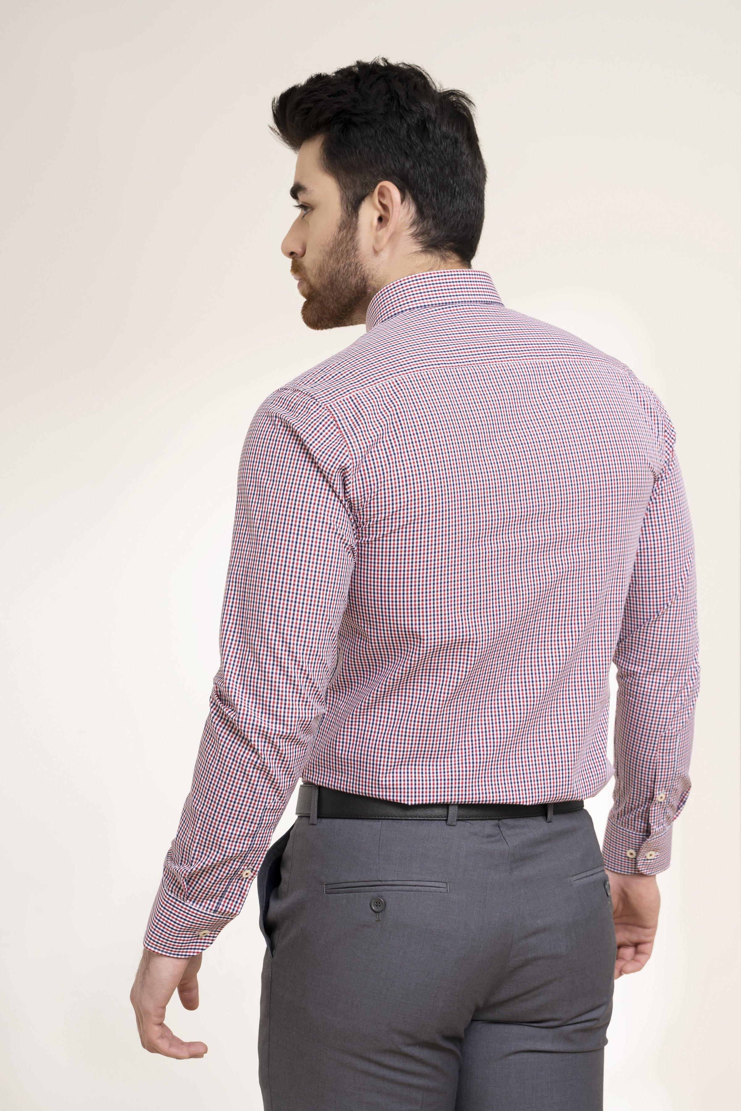 SEMI FORMAL SHIRT RED WHITE CHECK - Image 5