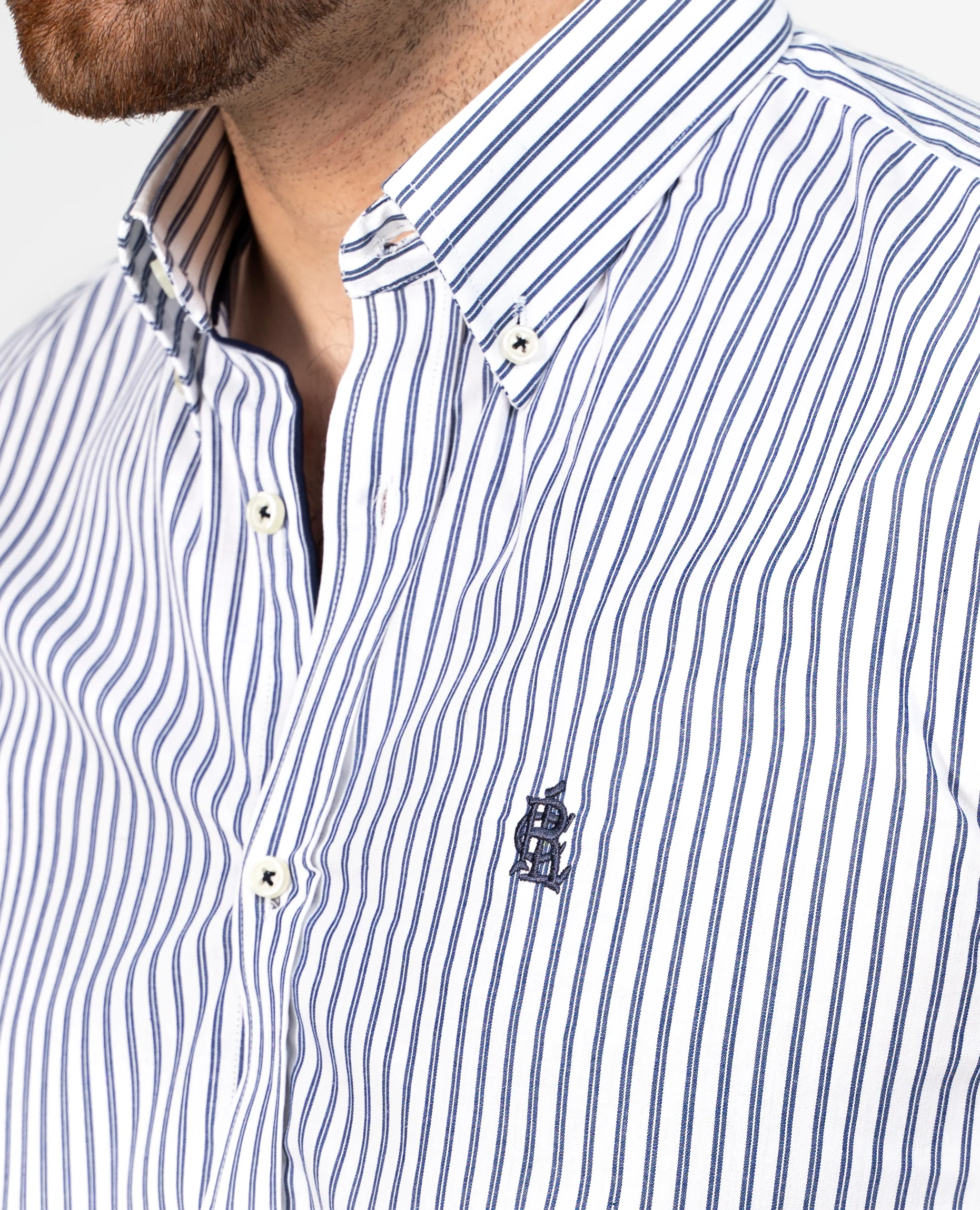 SEMI FORMAL SHIRT WHITE NAVY - Image 3