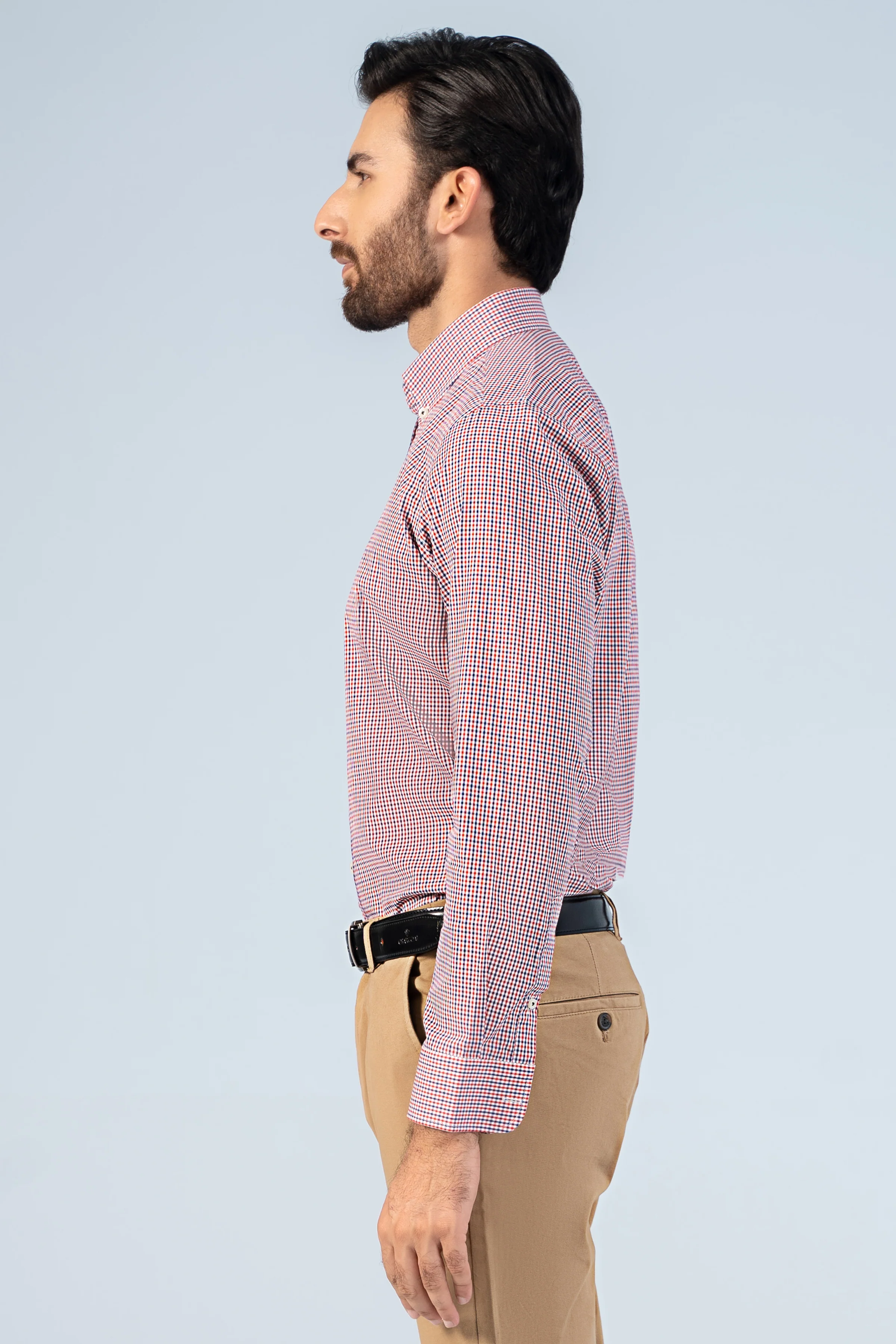 SEMI FORMAL SHIRTS NAVY MAROON CHECK - Image 3