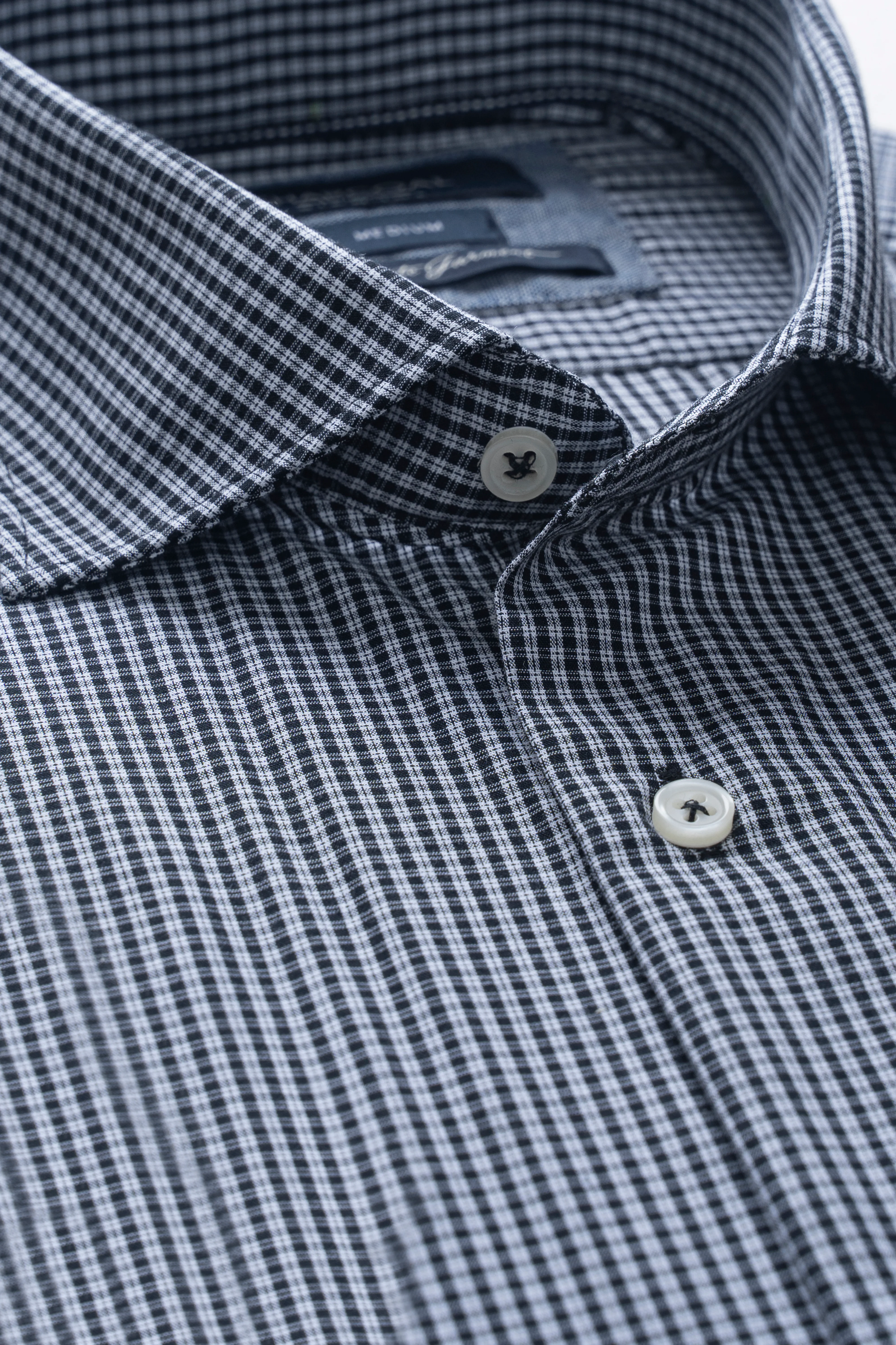 SEMI FORMAL SMART FIT CHECKED SHIRT BLACK - Image 2