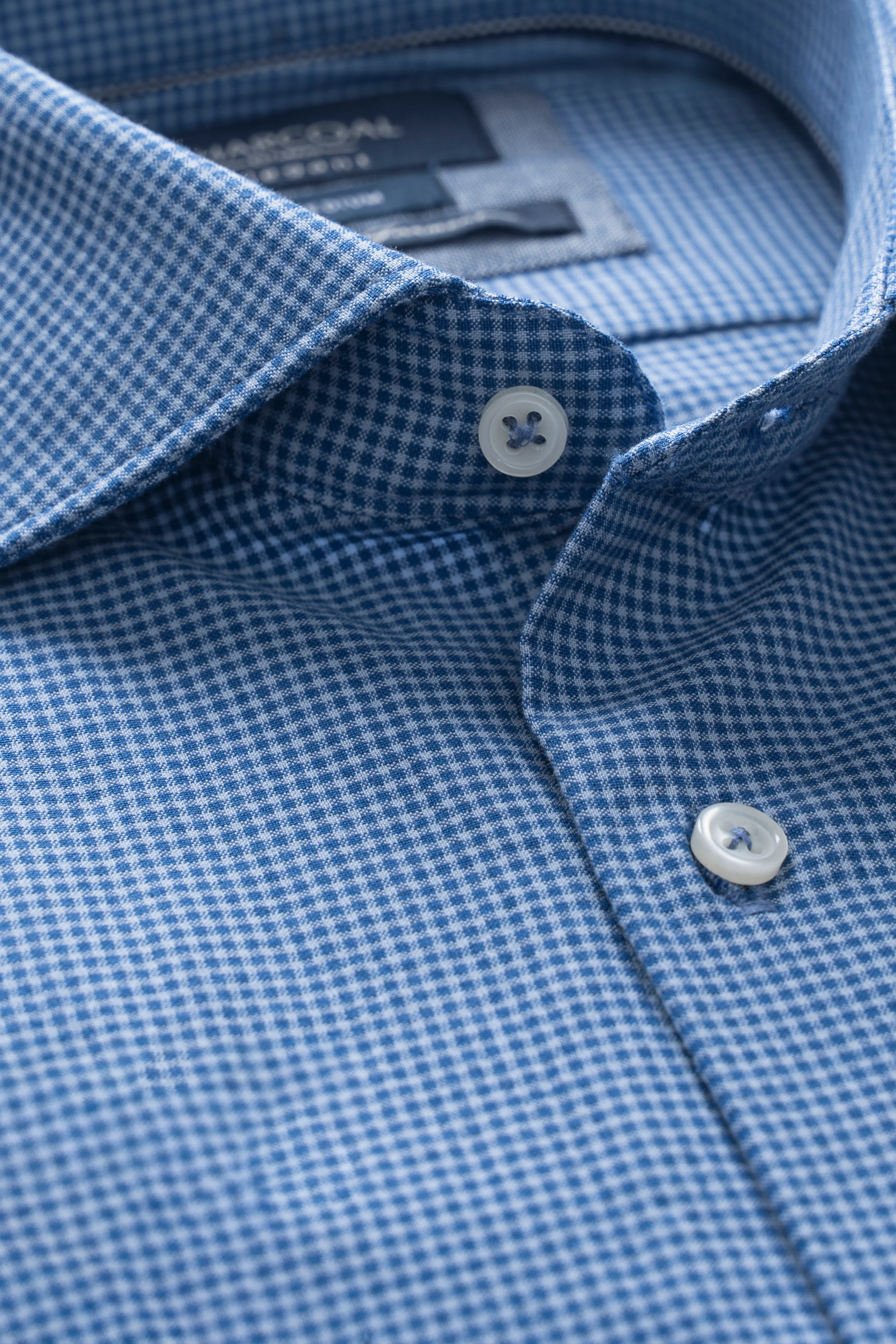 SEMI FORMAL SMART FIT CHECKED SHIRT BLUE - Image 2