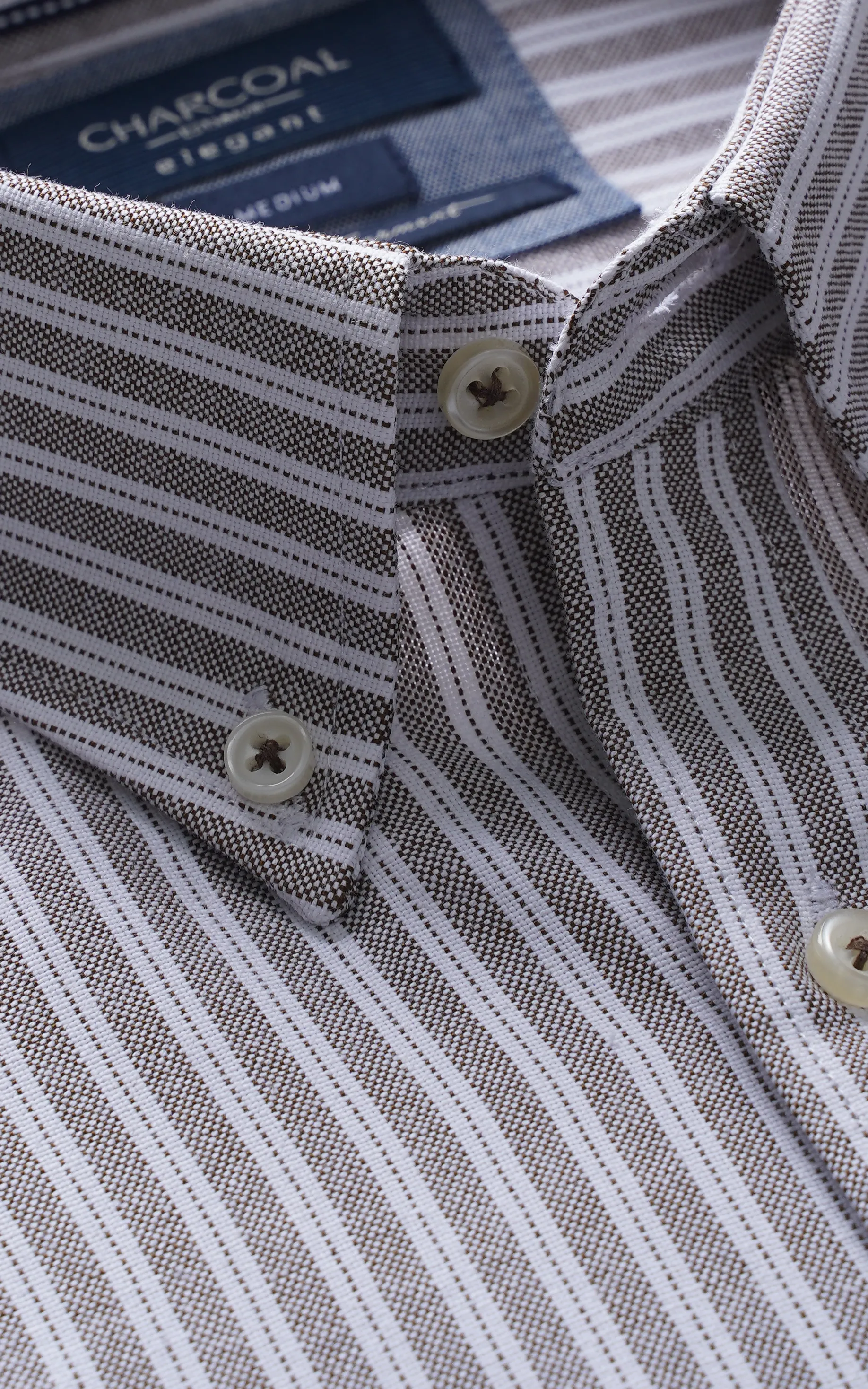 SEMI FORMAL SMART FIT STRIPED SHIRT BROWN - Image 2