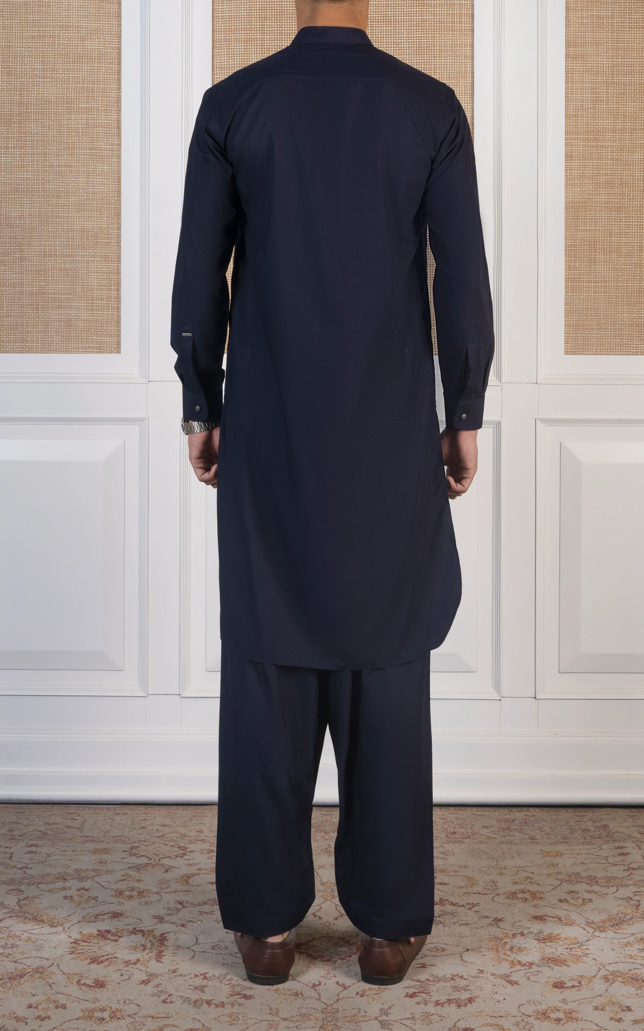 BLENDED KAMEEZ SHALWAR -SIGNATURE COLLECTION  NAVY - Image 4