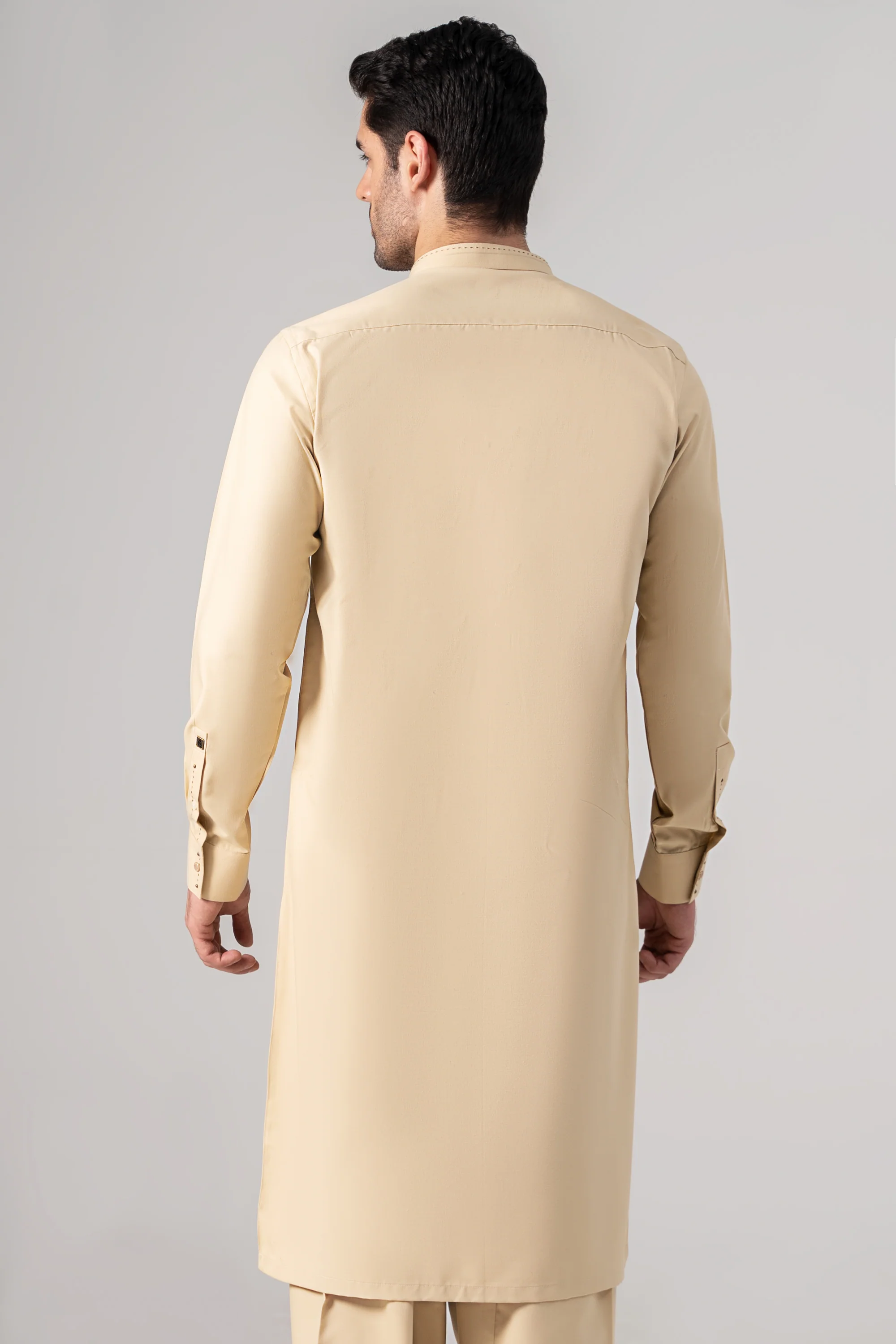Wash & Wear Kameez Shalwar - SIGNATURE COLLECTION  BEIGE - Image 3