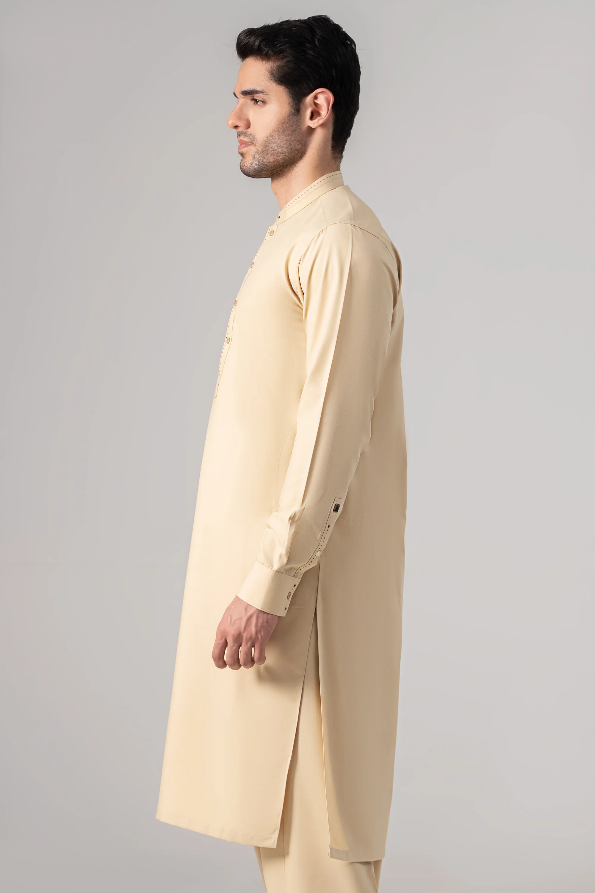 Wash & Wear Kameez Shalwar - SIGNATURE COLLECTION  BEIGE - Image 4