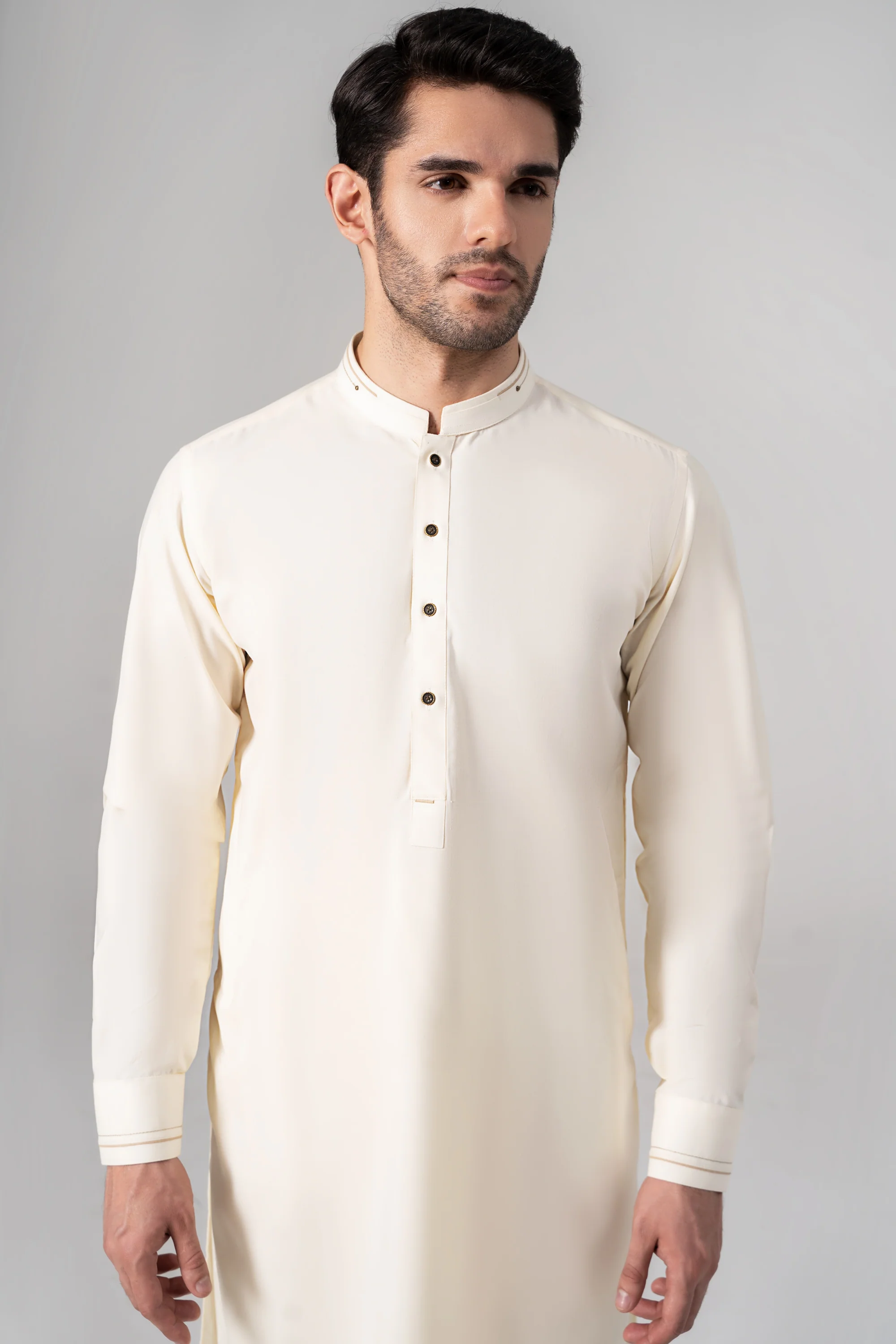 Wash & Wear Kameez Shalwar - PREMIUM COLLECTION  CREAM - Image 2