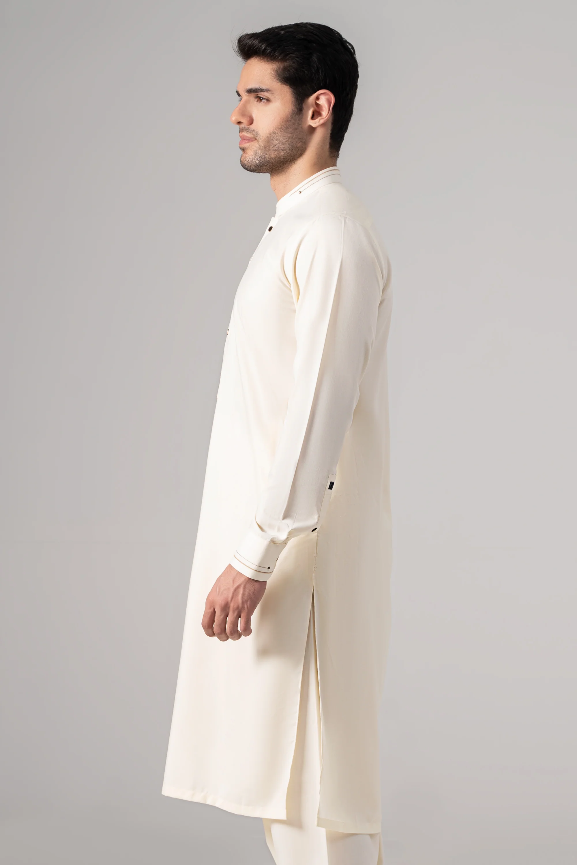 Wash & Wear Kameez Shalwar - PREMIUM COLLECTION  CREAM - Image 4