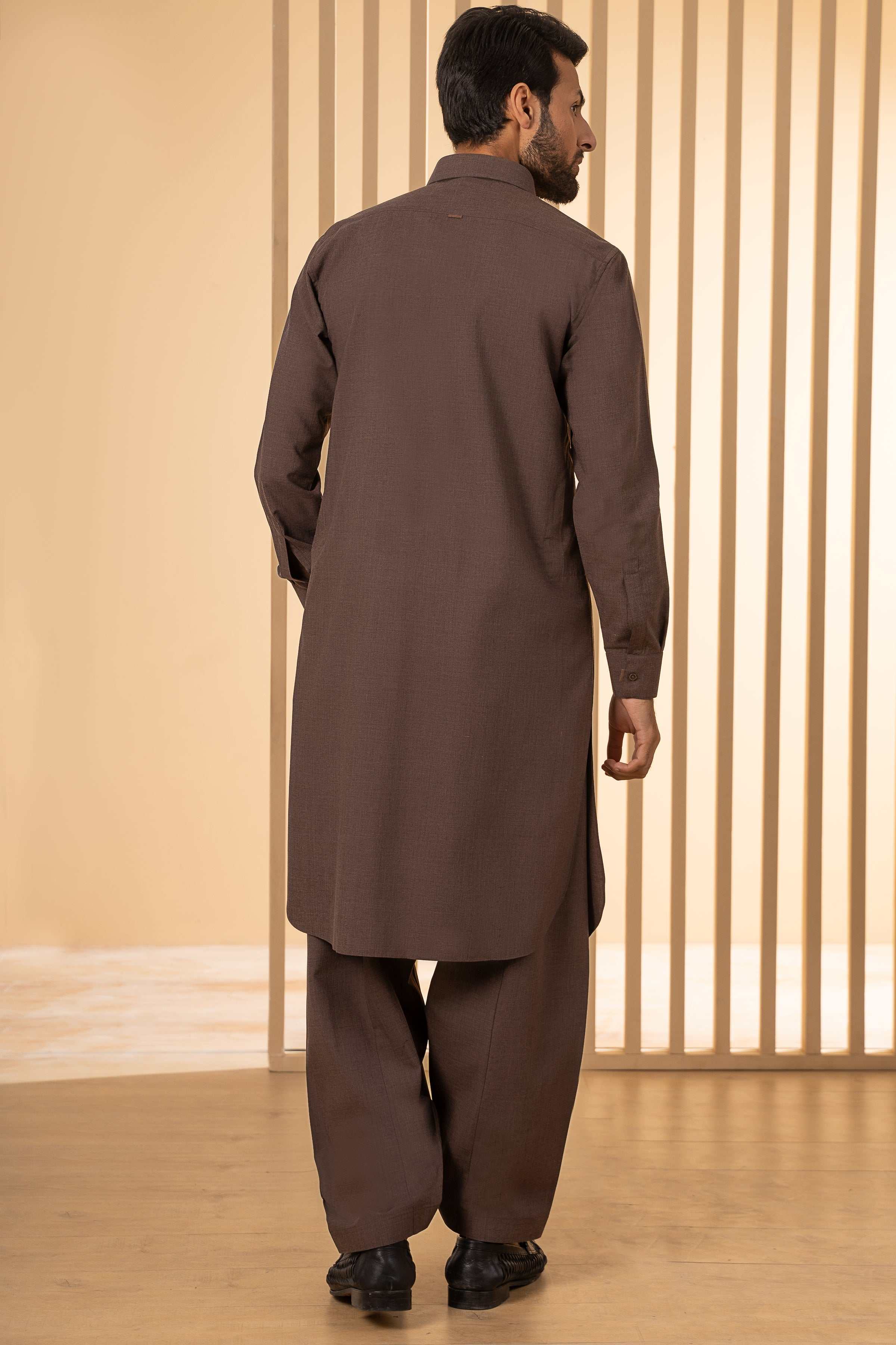 SHALWAR KAMEEZ DARK BROWN MELANGE - Image 2