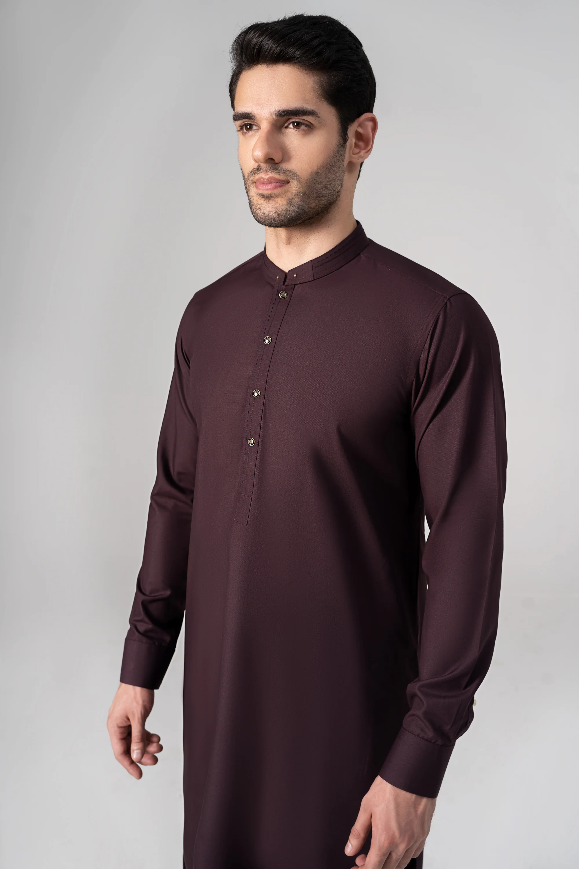 Wash & Wear Kameez Shalwar - SIGNATURE COLLECTION DARK MAROON - Image 5