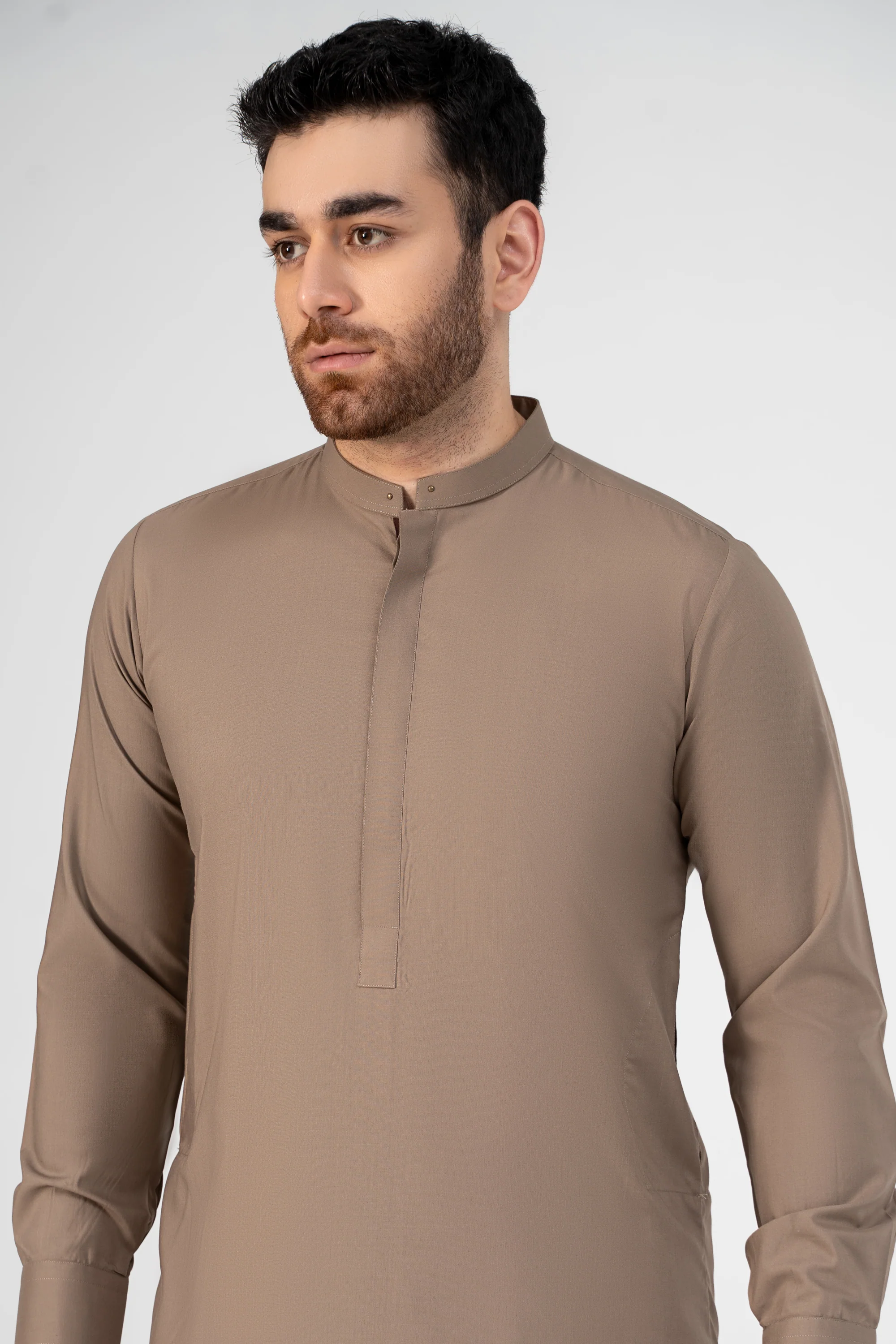 PREMIUM WASH AND WEAR KAMEEZ SHALWAR KHAKI - Image 4