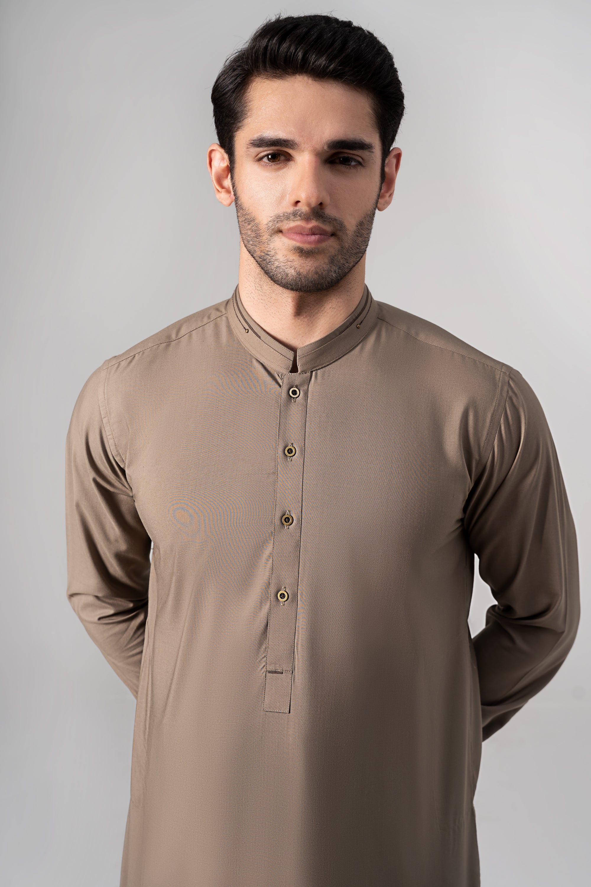 Wash & Wear Kameez Shalwar - PREMIUM COLLECTION MID BROWN - Image 2