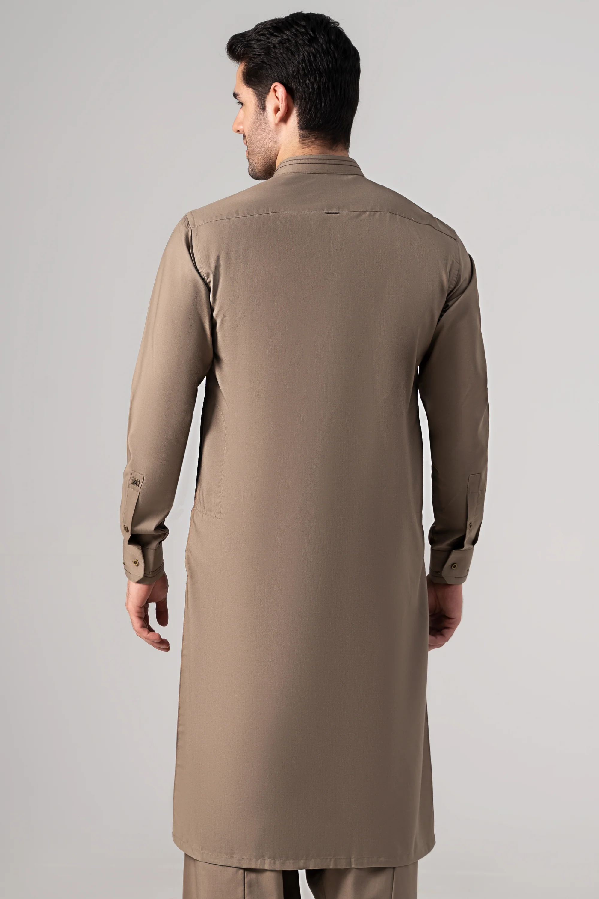 Wash & Wear Kameez Shalwar - PREMIUM COLLECTION MID BROWN - Image 3