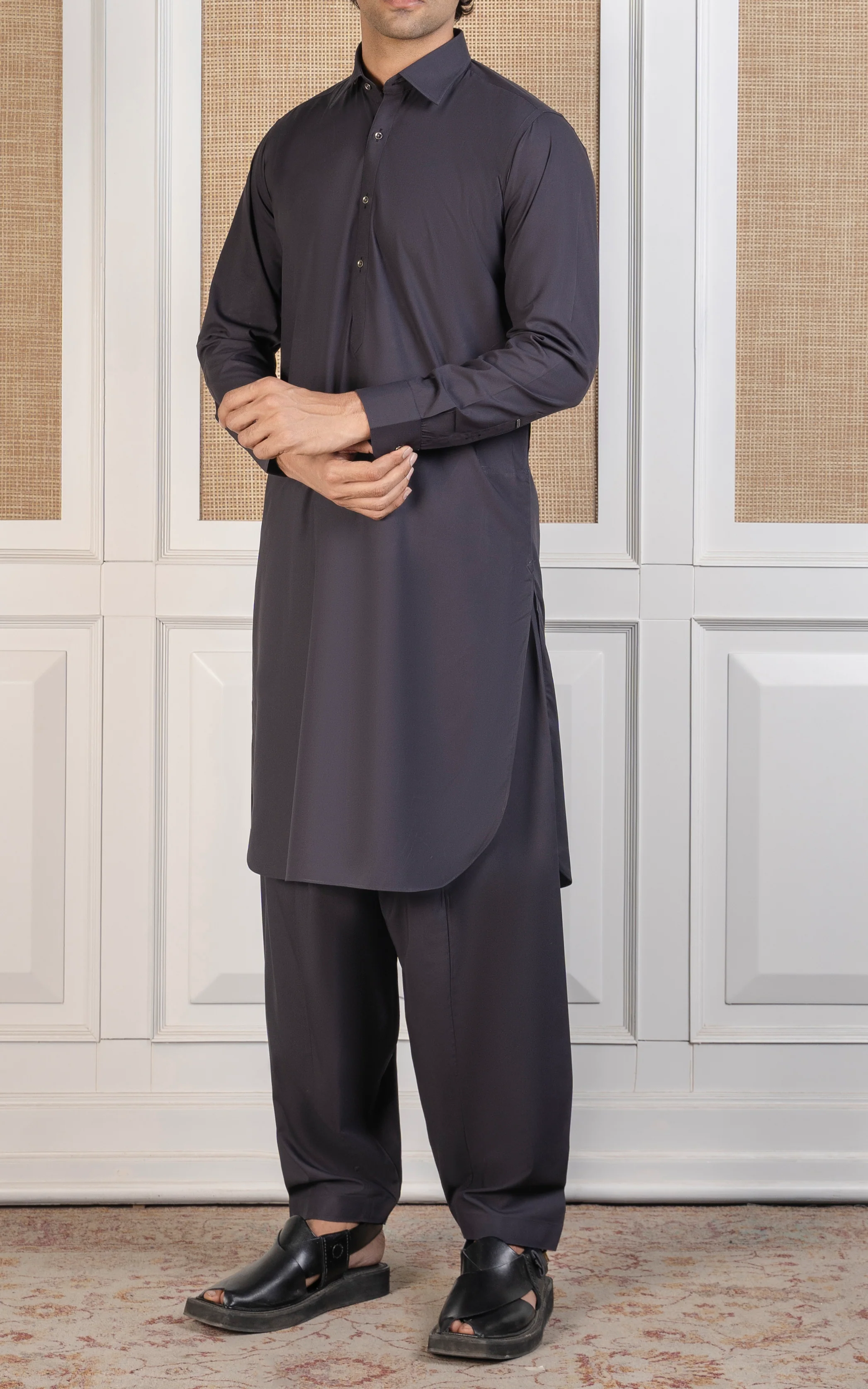 BLENDED KAMEEZ SHALWAR - SIGNATURE COLLECTION  DARK GREY - Image 2