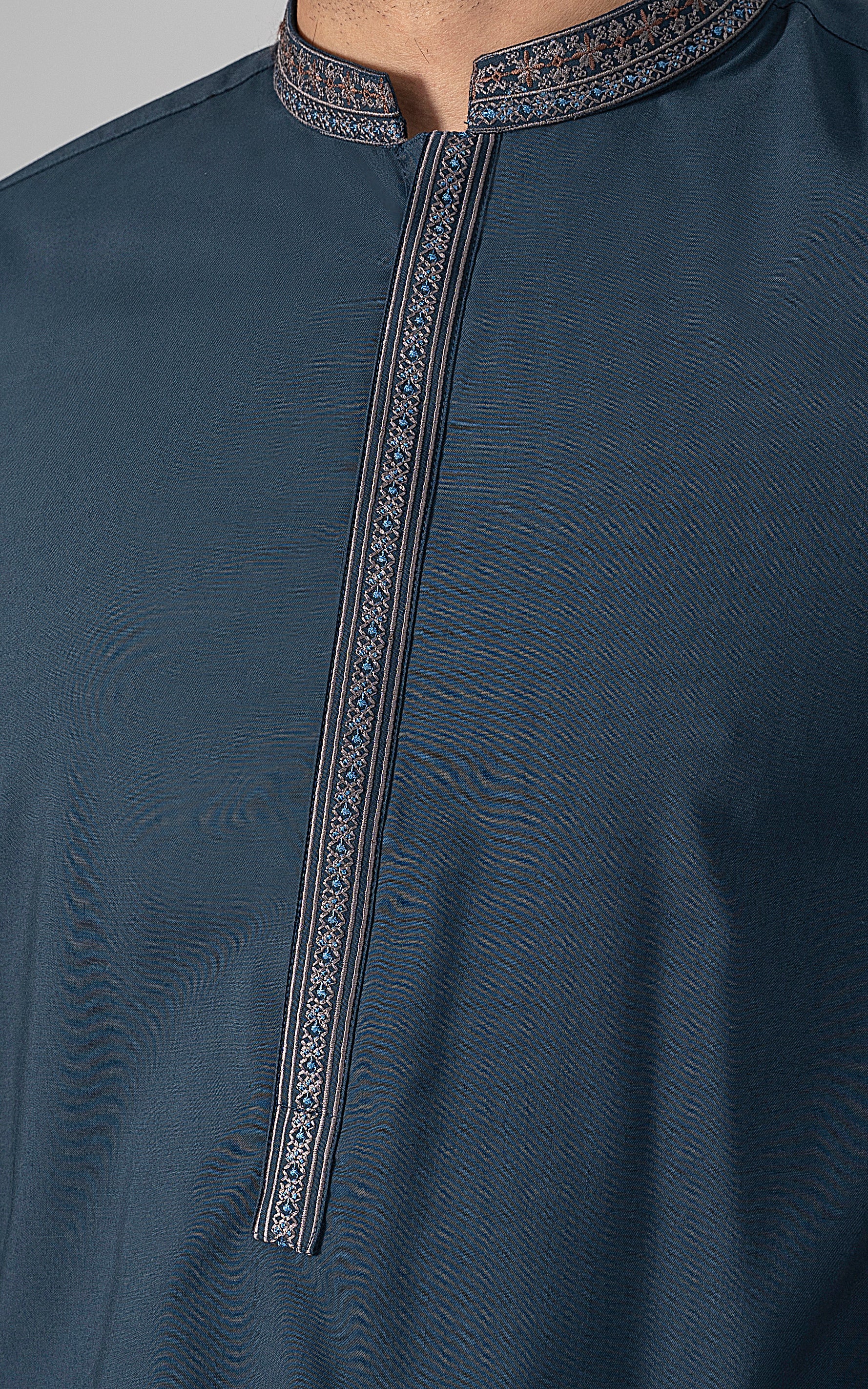 EMBROIDERED WASH & WEAR - PREMIUM COLLECTION TEAL BLUE - Image 2