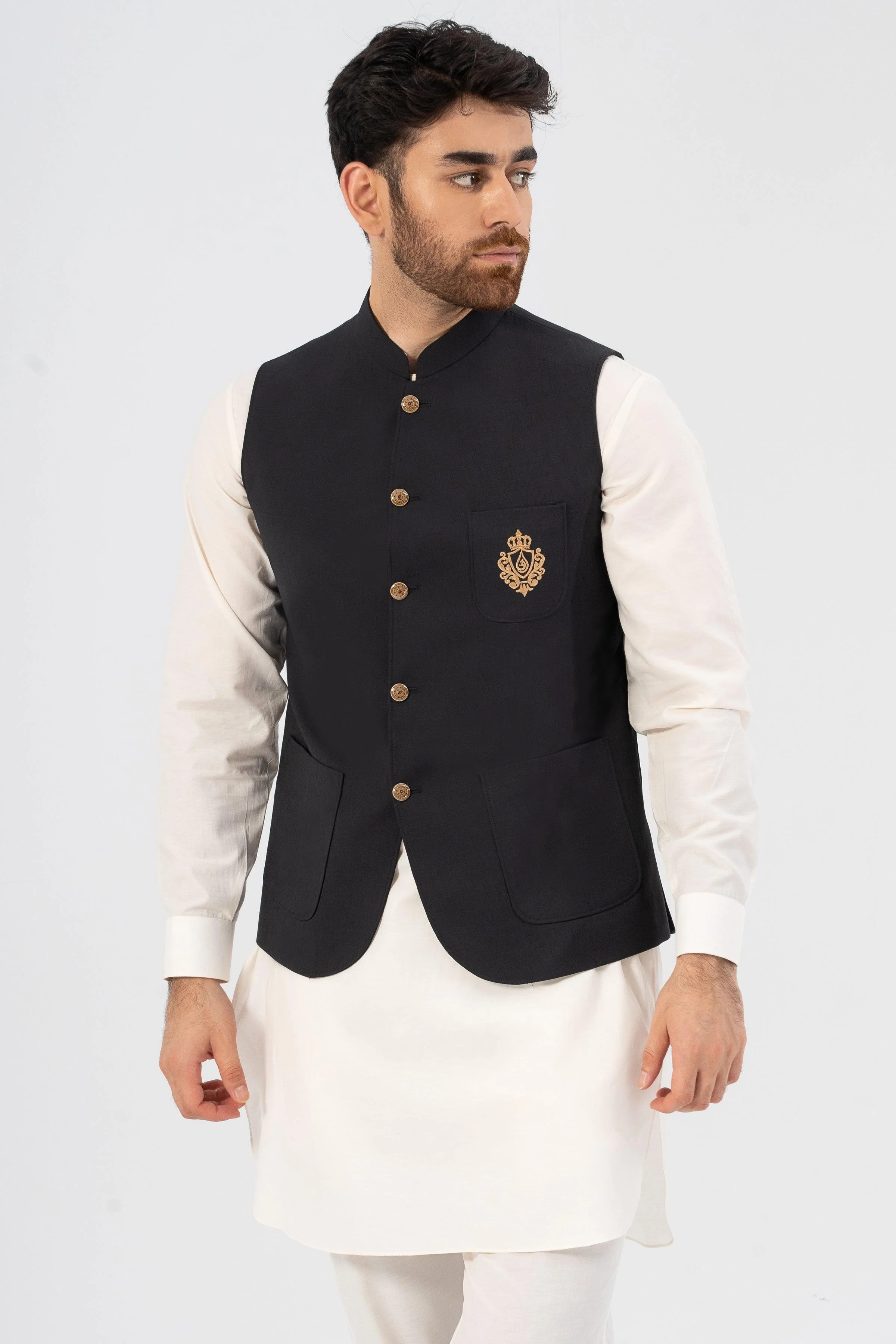 SIGNATURE EMBROIDERY WAISTCOAT BLACK - Image 2