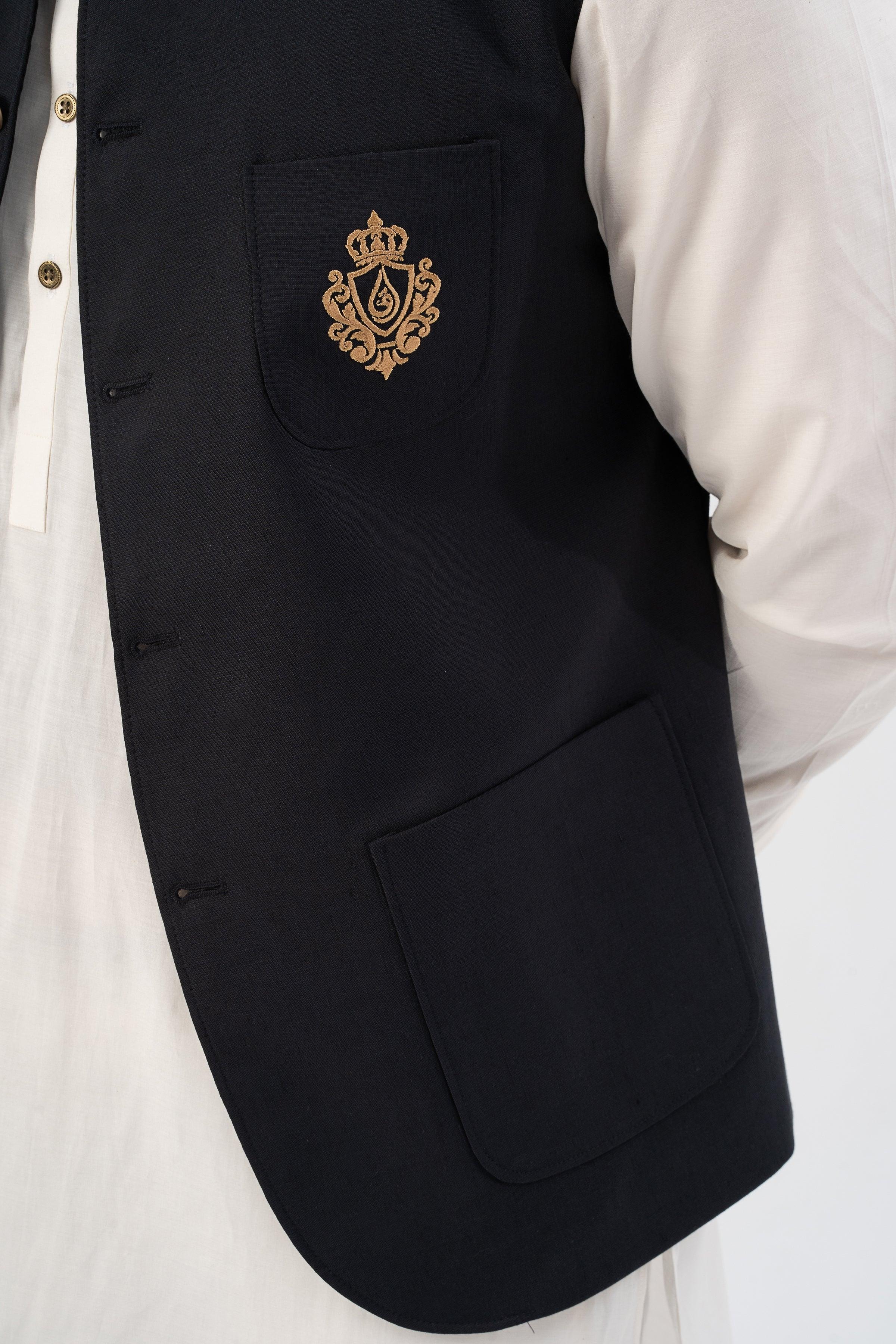 SIGNATURE EMBROIDERY WAISTCOAT BLACK - Image 5