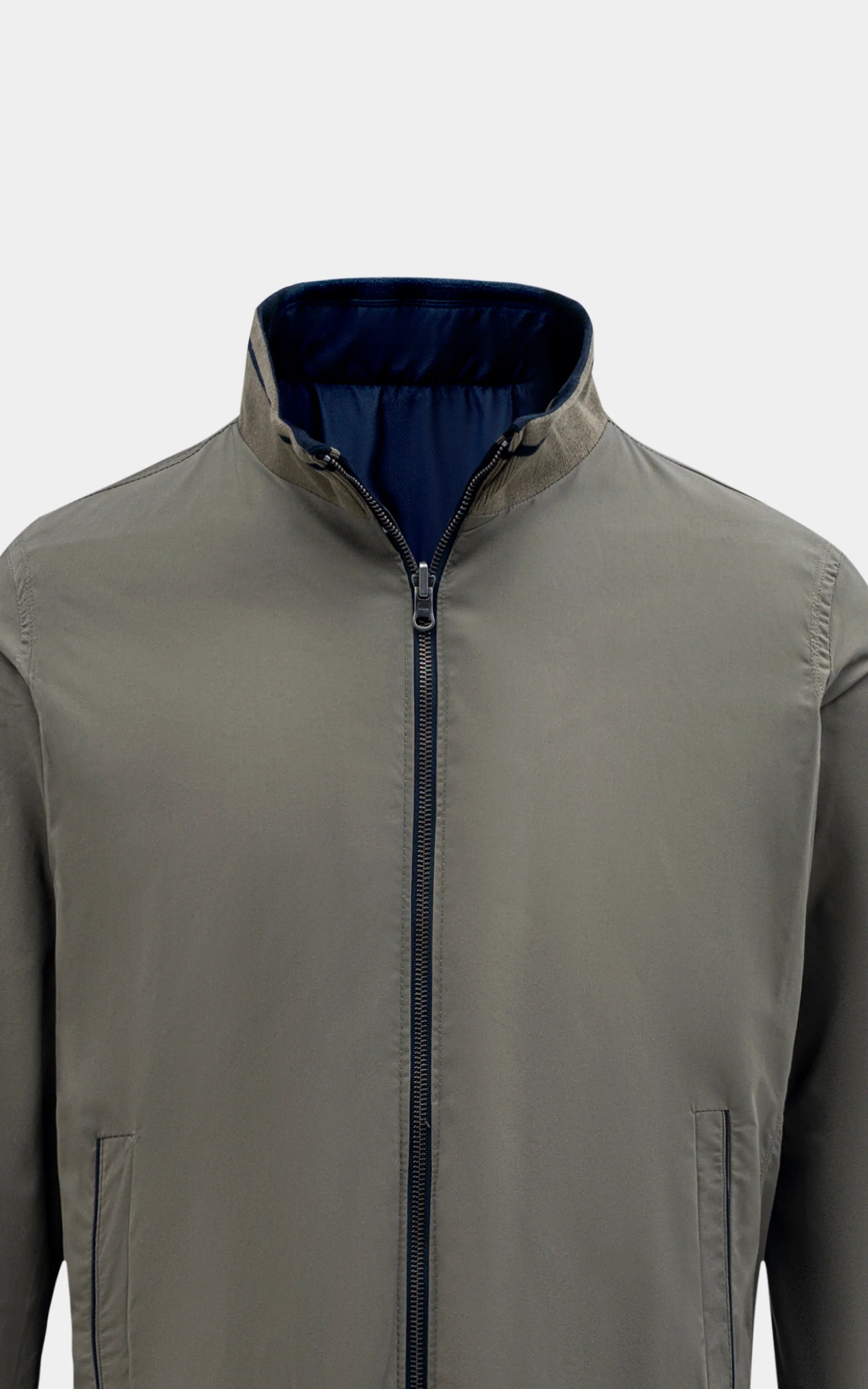 SLIM FIT FULLSLEEVE REVERSIBLE  JACKET NAVY OLIVE - Image 3