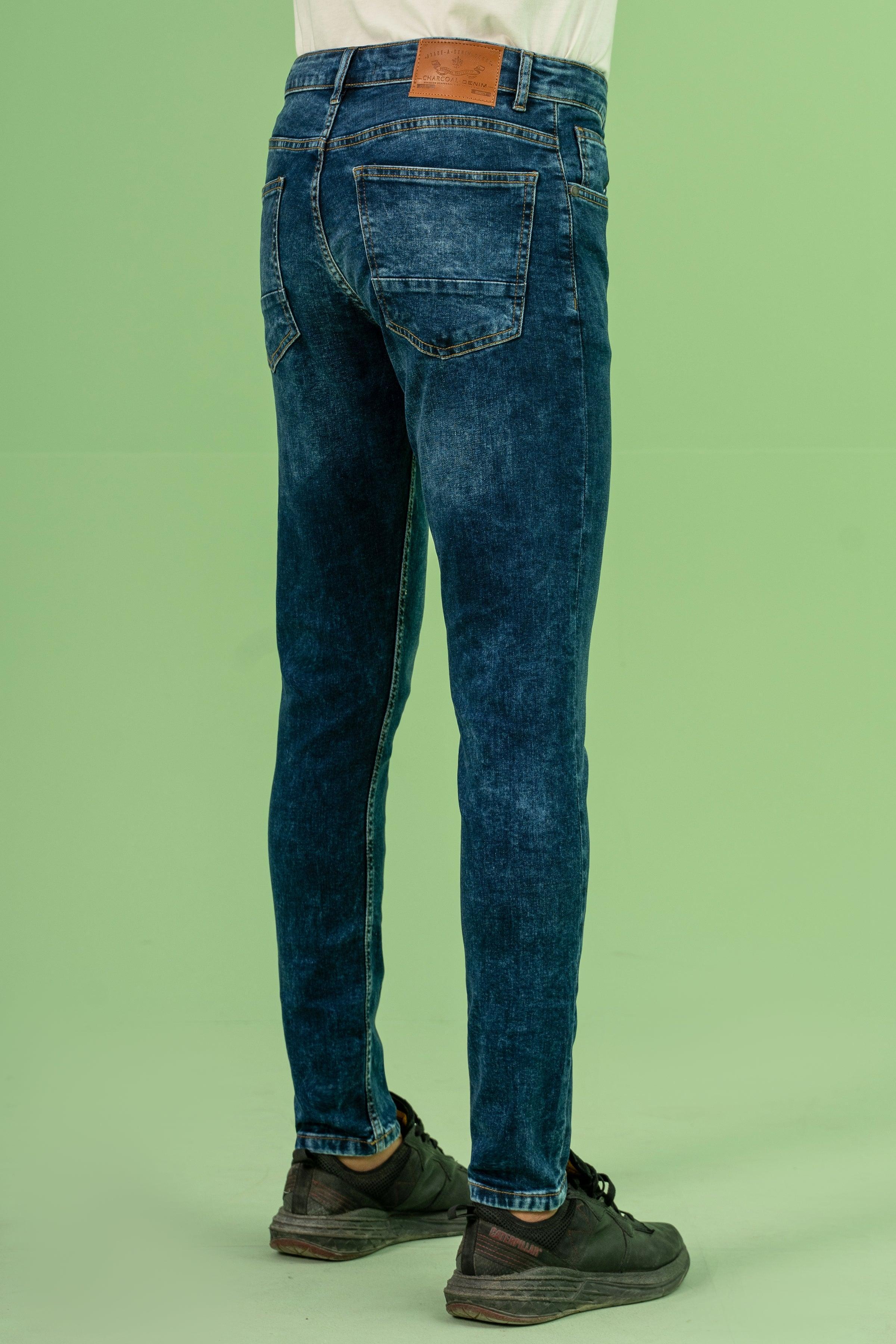 SKINNY LEG DENIM JEANS DARK BLUE - Image 3
