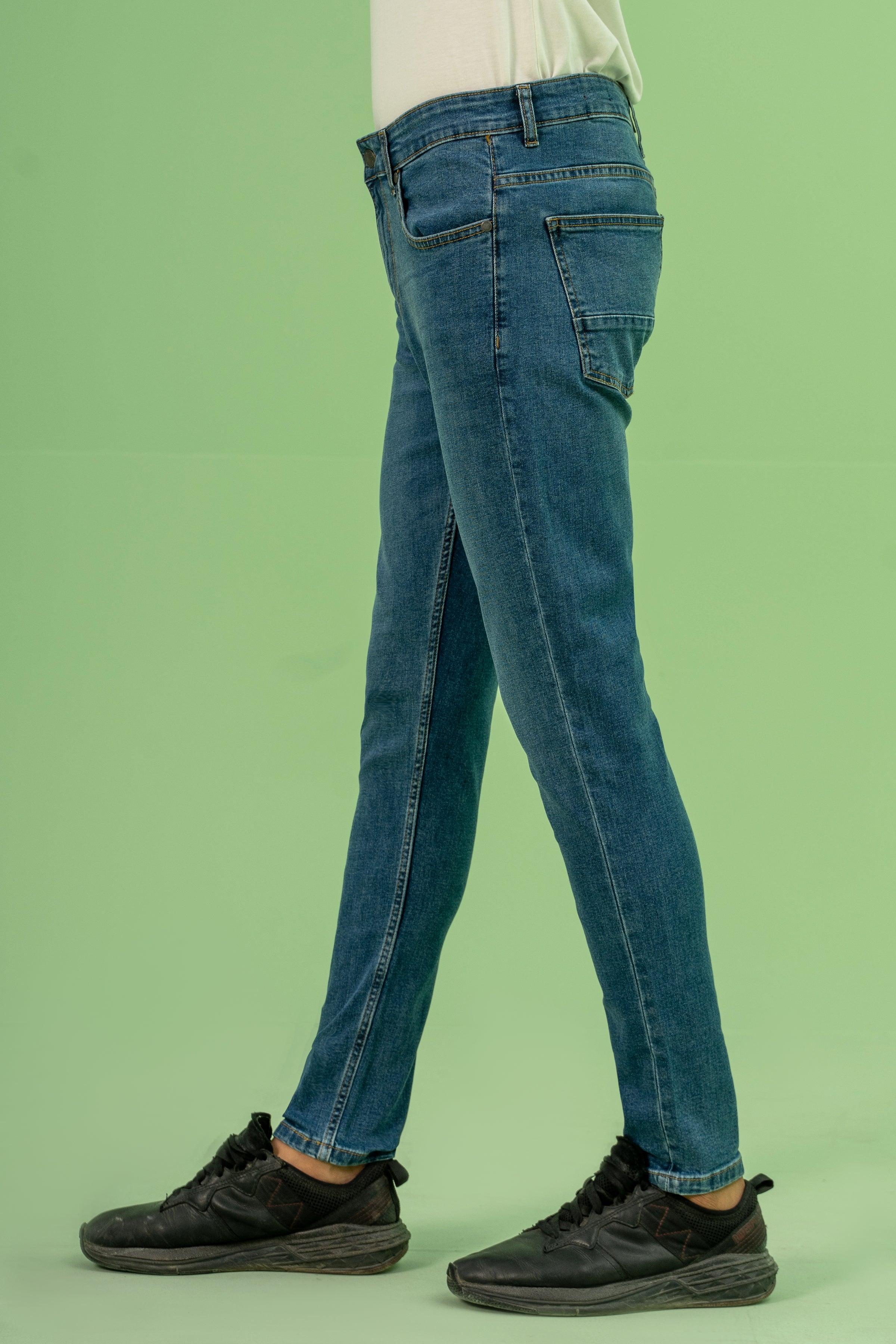 SKINNY LEG DENIM JEANS MID BLUE