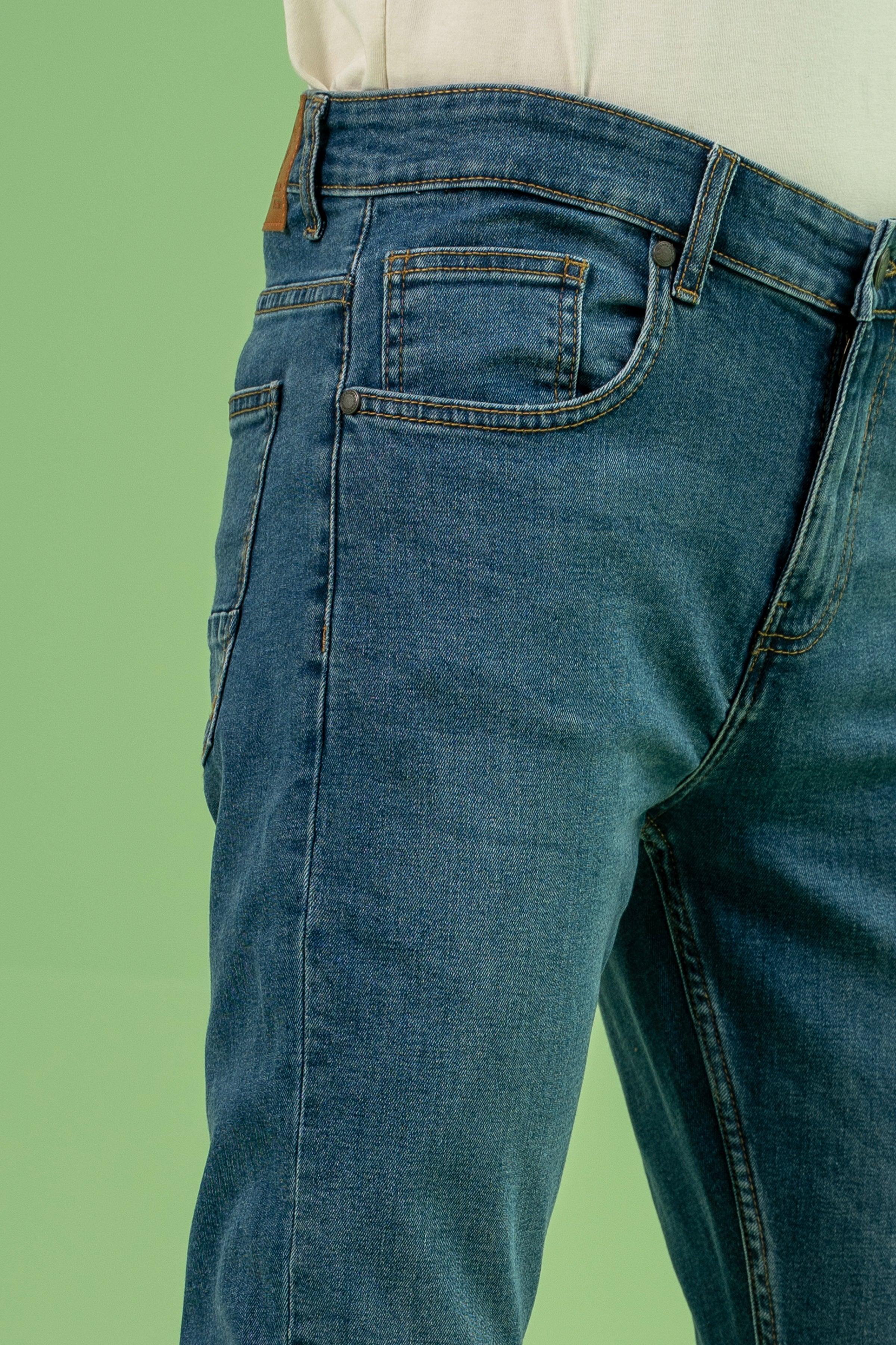 SKINNY LEG DENIM JEANS MID BLUE - Image 4
