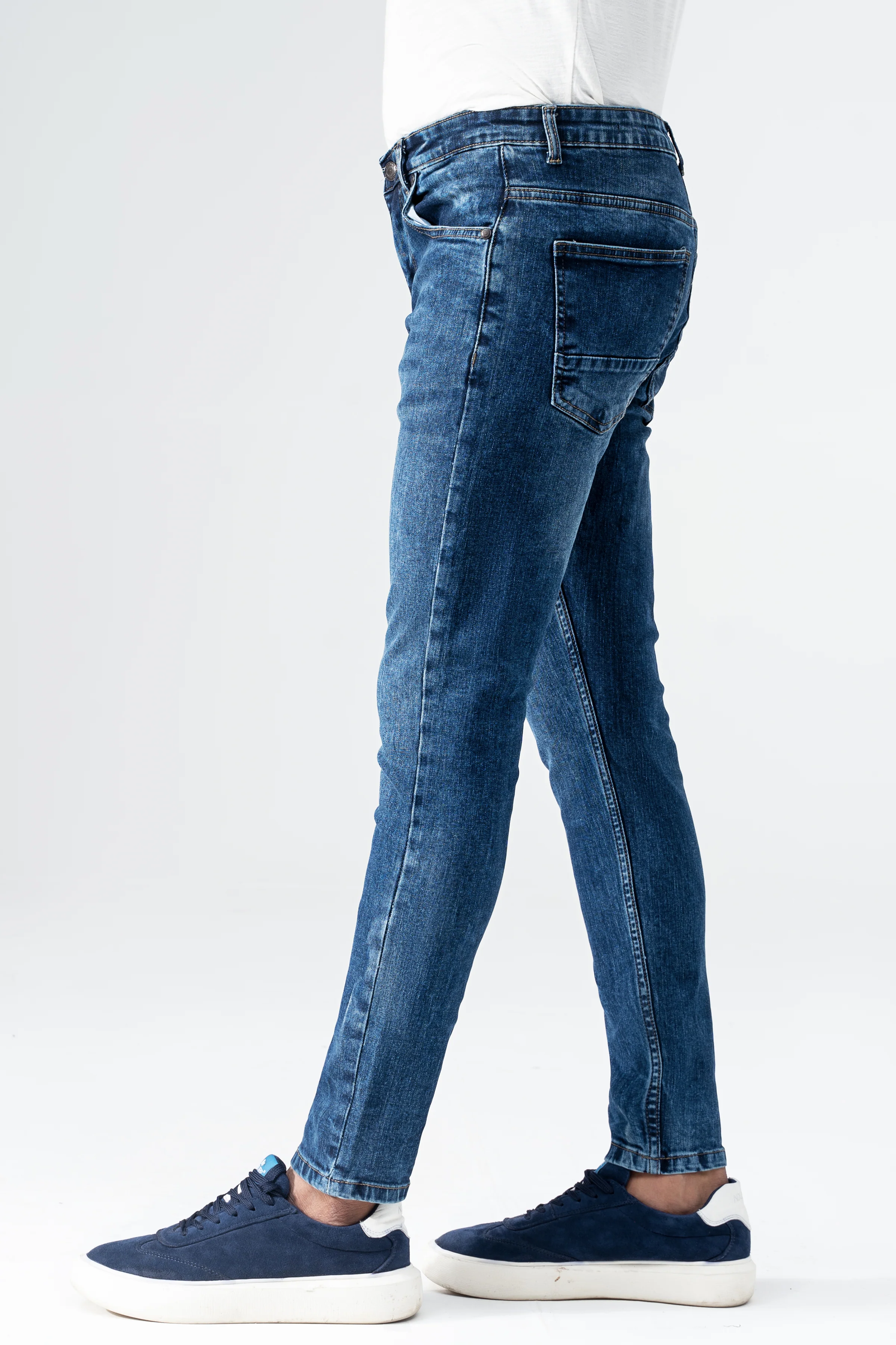 SKINNY LEG DENIM JEANS MID BLUE