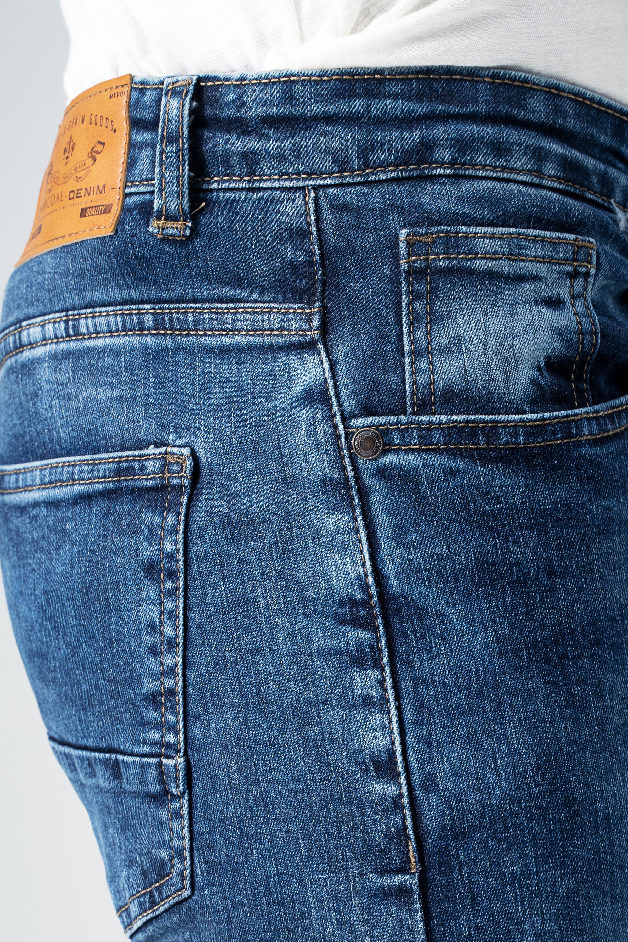 SKINNY LEG DENIM JEANS MID BLUE - Image 4