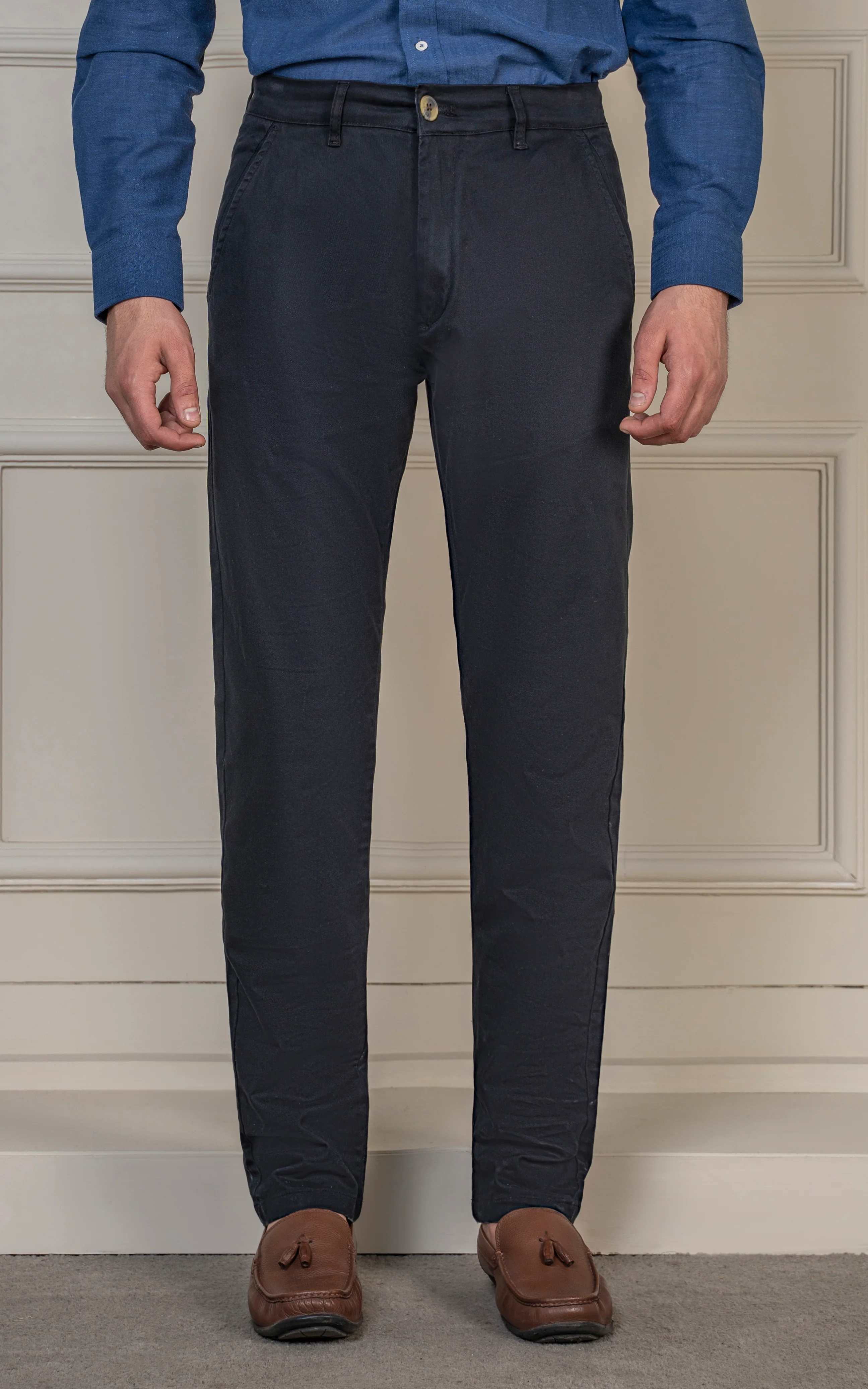 SLIM FIT SATIN PANT BLACK - Image 2