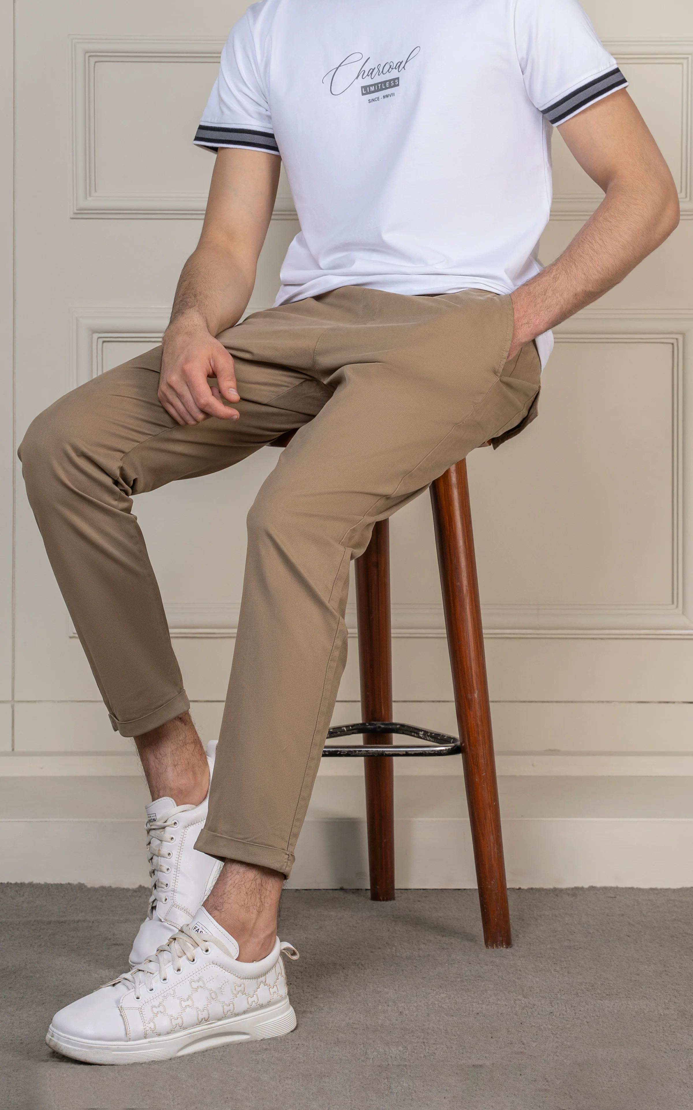 SLIM FIT TEXTURED JOGGER TROUSER OLIVE - Image 5