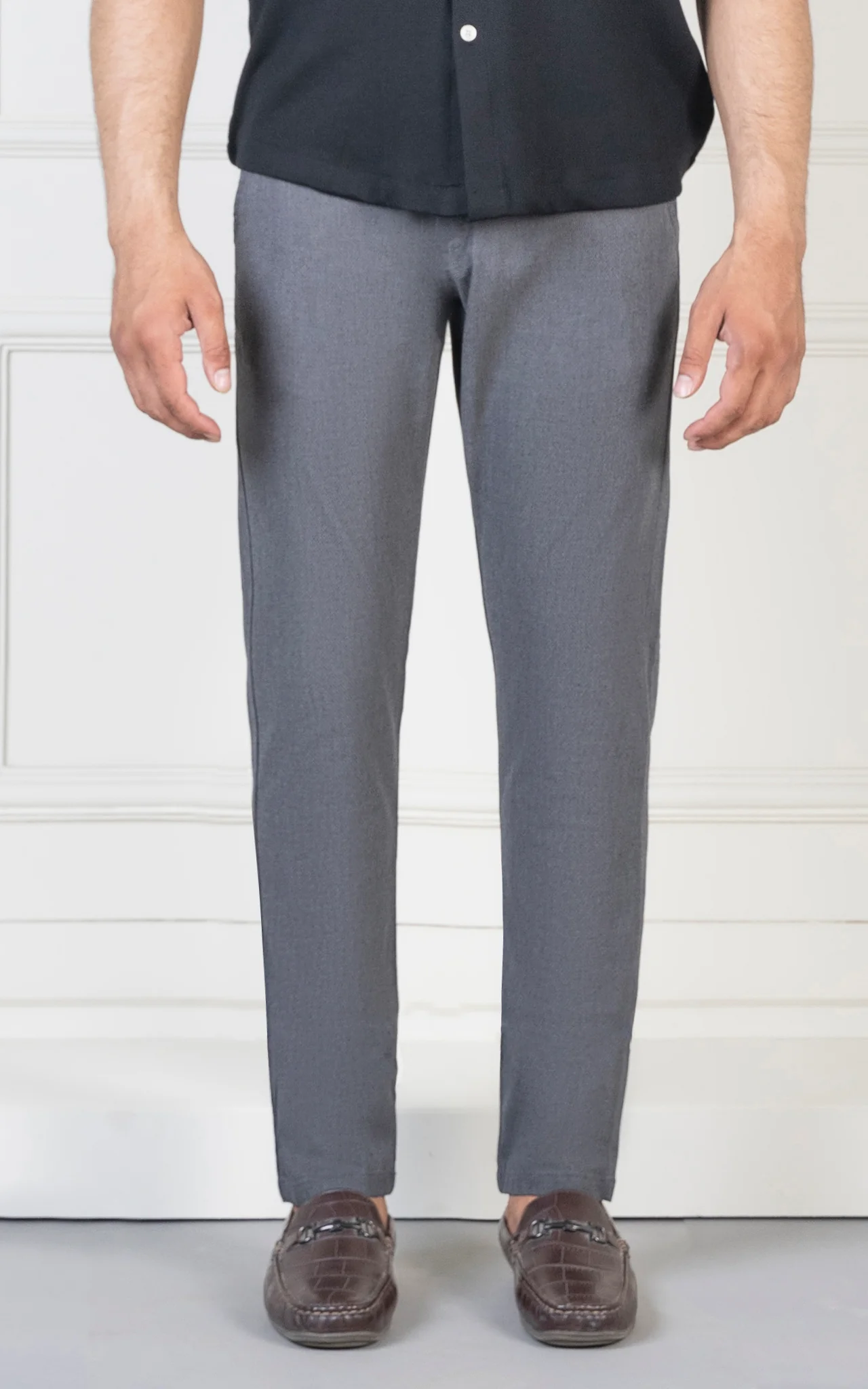 SLIM FIT TEXTURED PANT CHARCOAL - Image 2