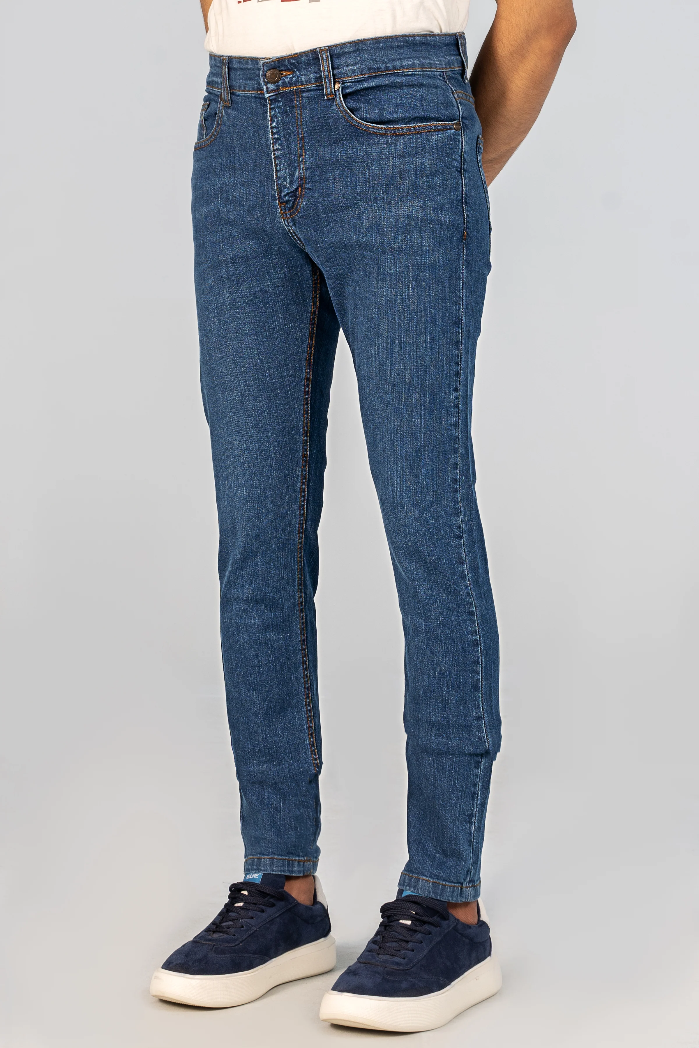 SLIM LEG DENIM JEANS DARK BLUE - Image 2