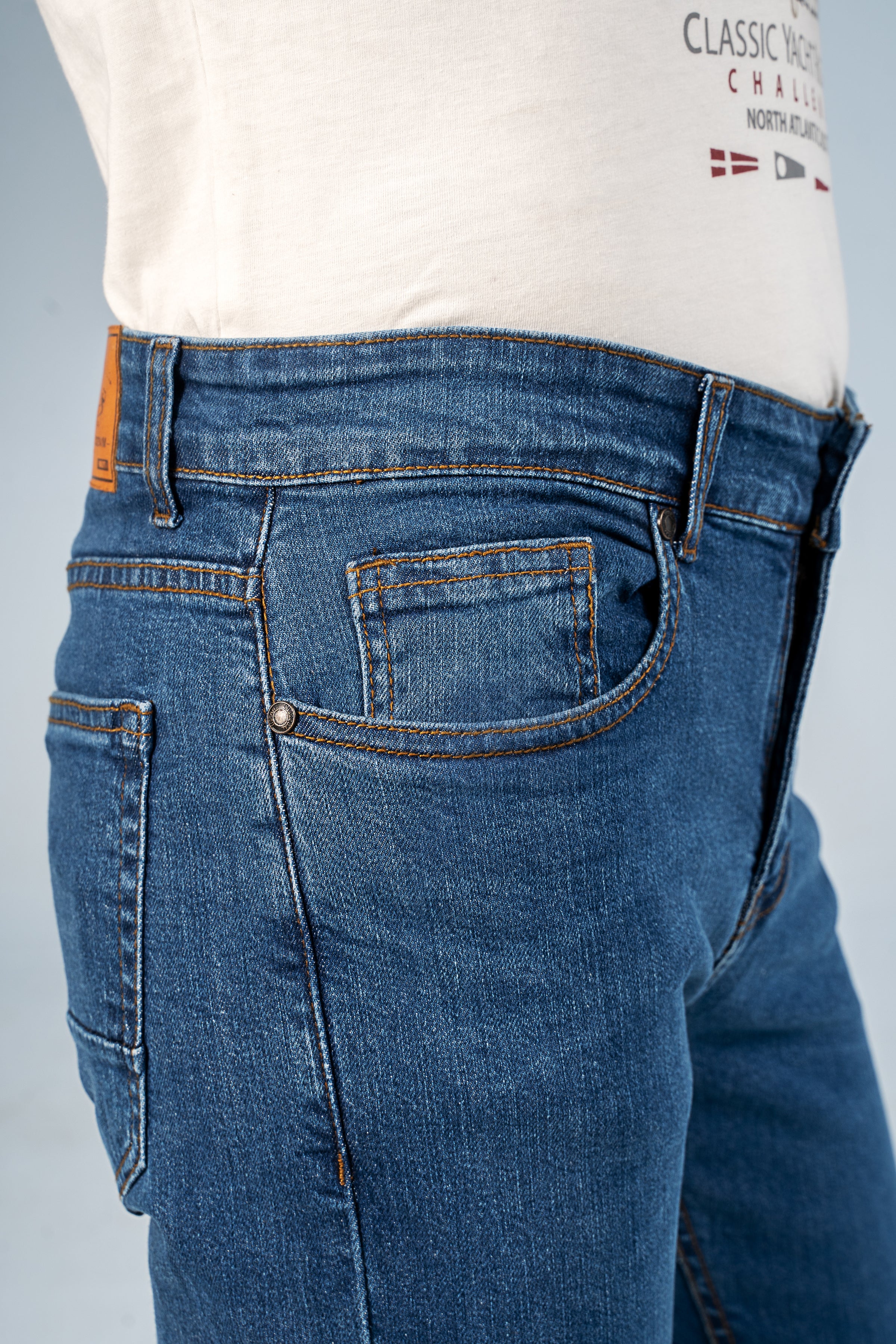 SLIM LEG DENIM JEANS DARK BLUE - Image 4