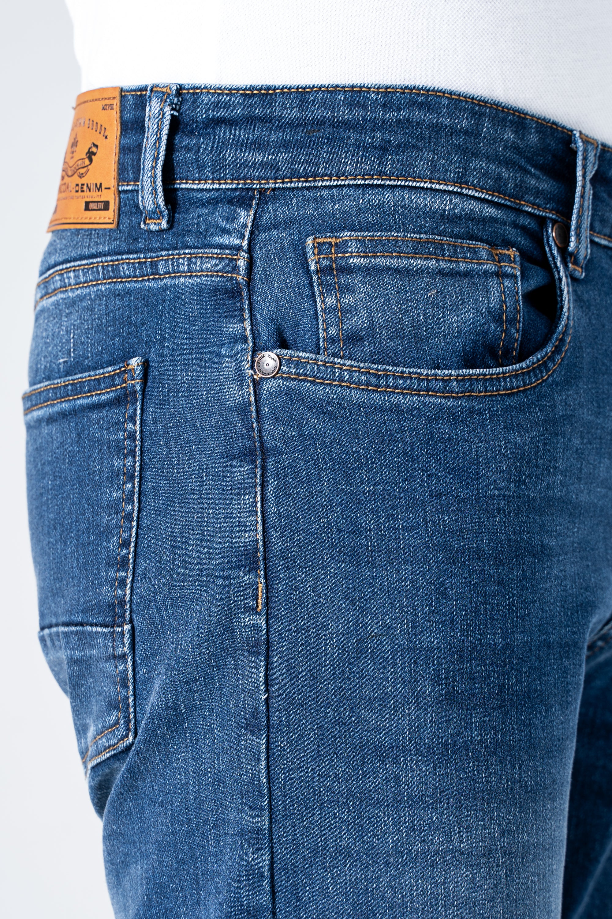 SLIM LEG DENIM JEANS DARK BLUE - Image 5