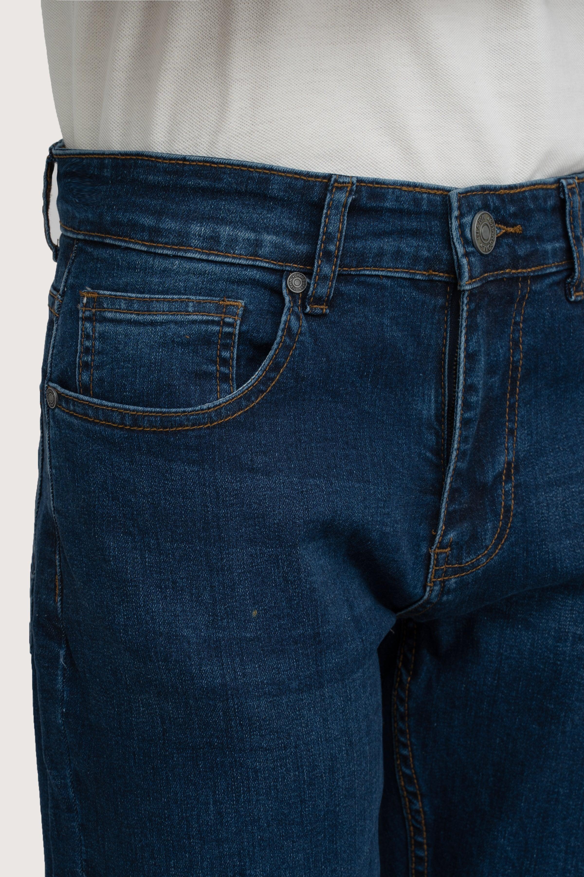 SLIM LEG DENIM JEANS DARK BLUE TINTED - Image 4