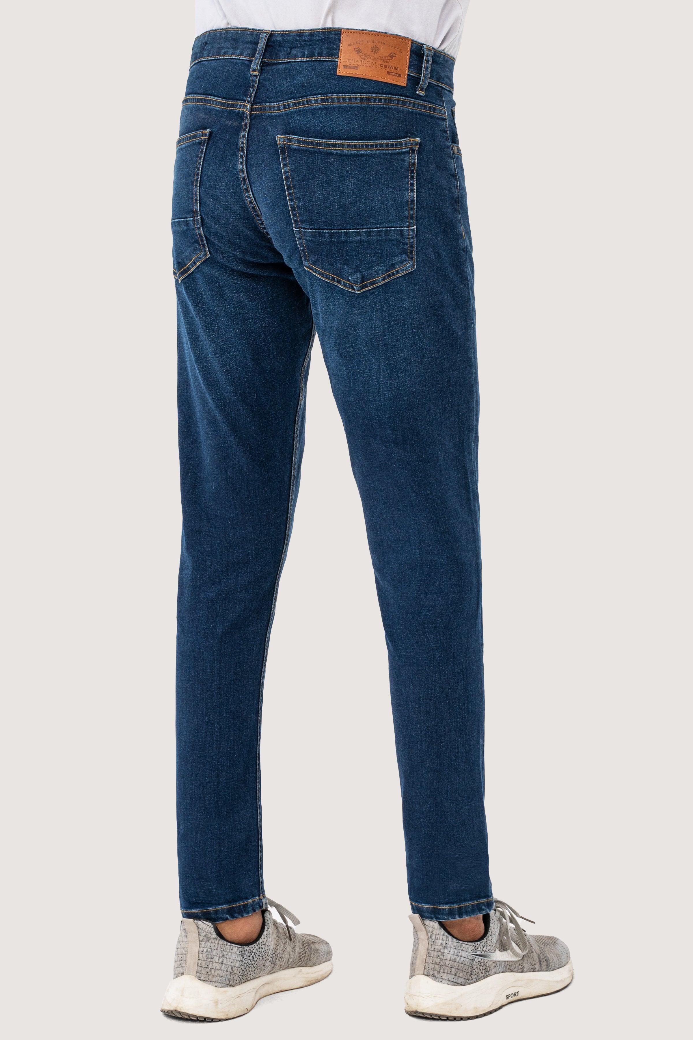 SLIM LEG DENIM JEANS DARK BLUE TINTED - Image 3