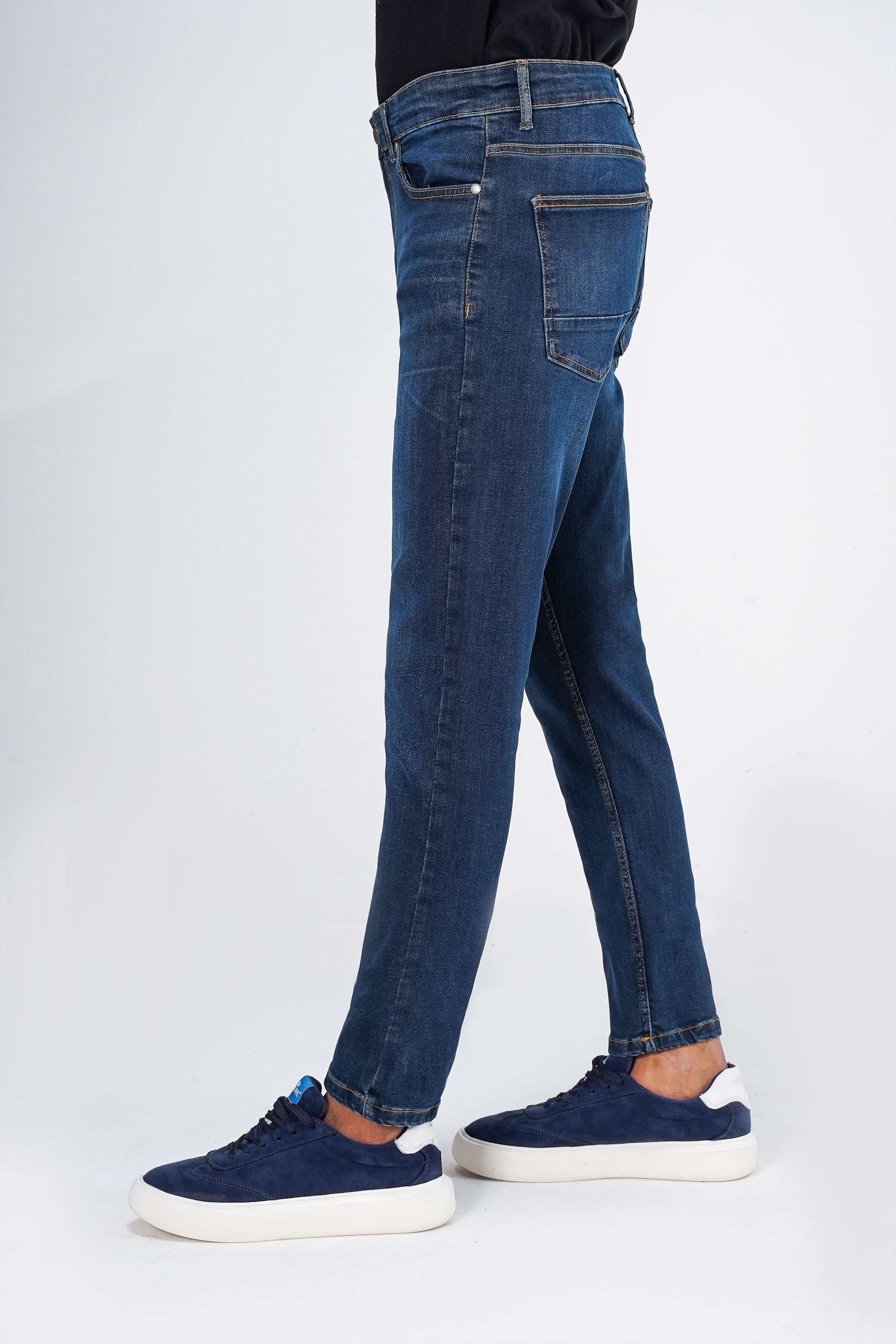SLIM LEG DENIM JEANS MID BLUE