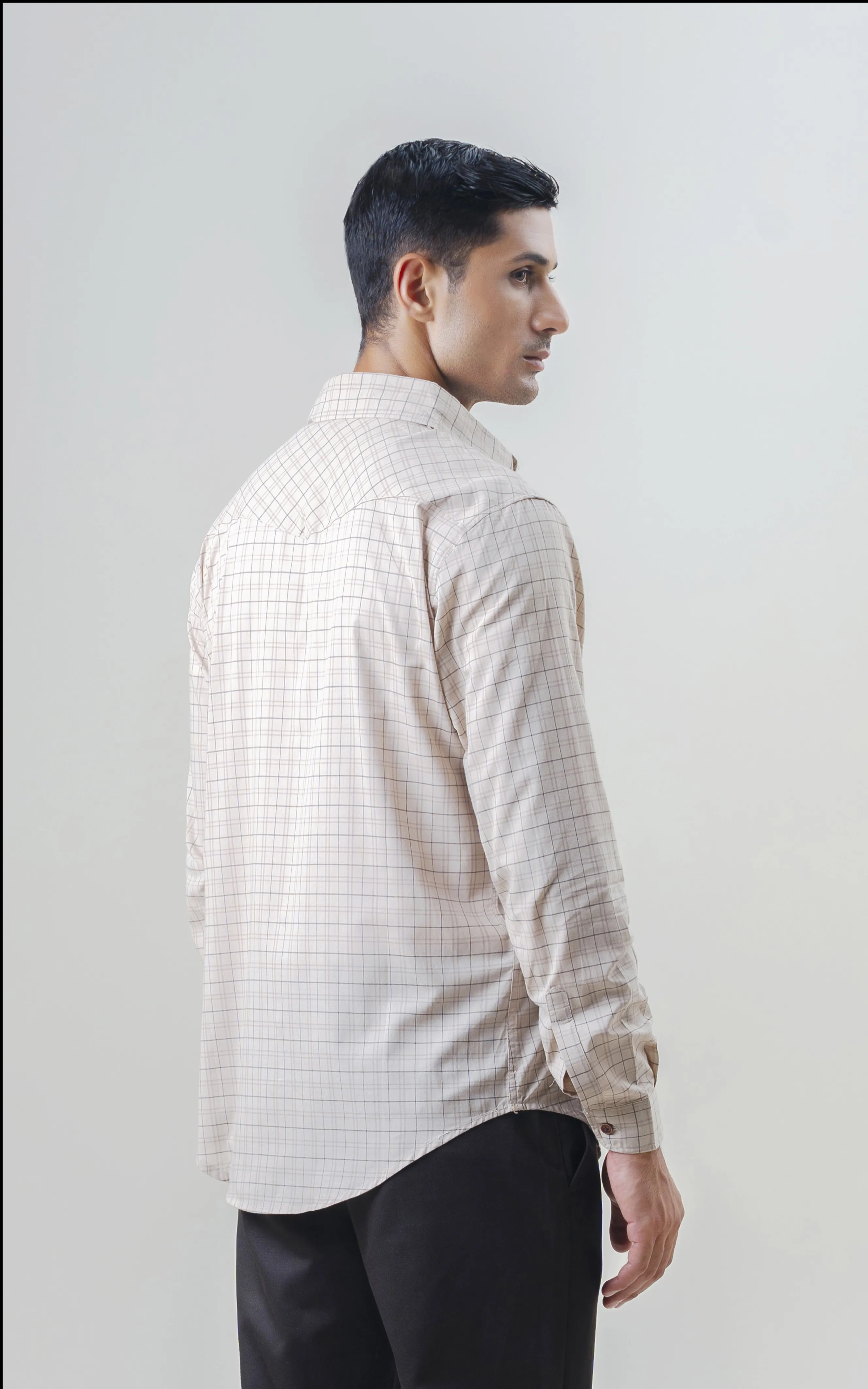 SMART FIT CASUAL SHIRT KHAKI CHECK - Image 5